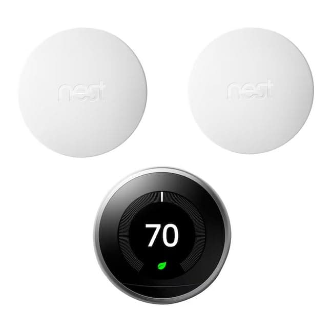 Google Nest 3rd Gen BH1252 Learning Wi-Fi Programmable Thermostat in Stainless Steel with 2 Sensors - Image 4