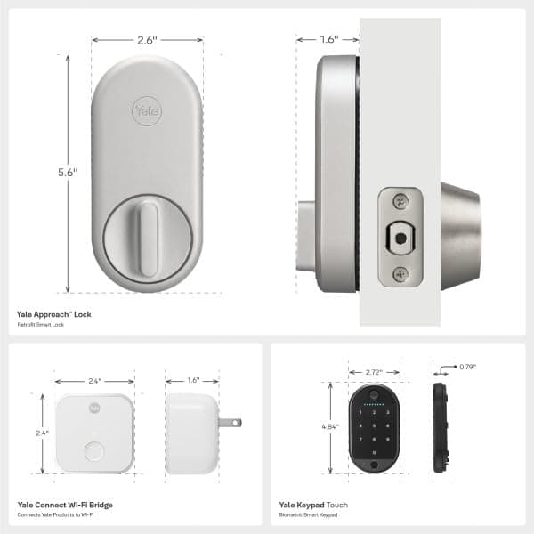 Yale Approach™ Lock Deadbolt, Silver Key-Free Smart Entry Door Lock with Wi-Fi Connected Touchscreen Keypad and Biometric Fingerprint Scanner for Code Entry and Remove Access, B-YRR110-F-WF1-N-BSP - Image 2