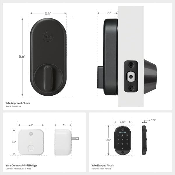 Yale Approach™ Lock Deadbolt, Black Suede Key-Free Smart Entry Door Lock with Wi-Fi Connected Touchscreen Keypad and Biometric Fingerprint Scanner for Code Entry, B-YRR110-F-WF1-N-BSP - Image 6