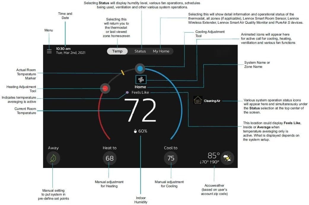 Lennox S40 (22V24) Smart Thermostat, Touchscreen, WiFi, Communicating System Control, Programmable, High Efficiency, Geo-Fencing, Remote Access, Wi-Fi and Alexa Enabled, Easy Installation - Image 3