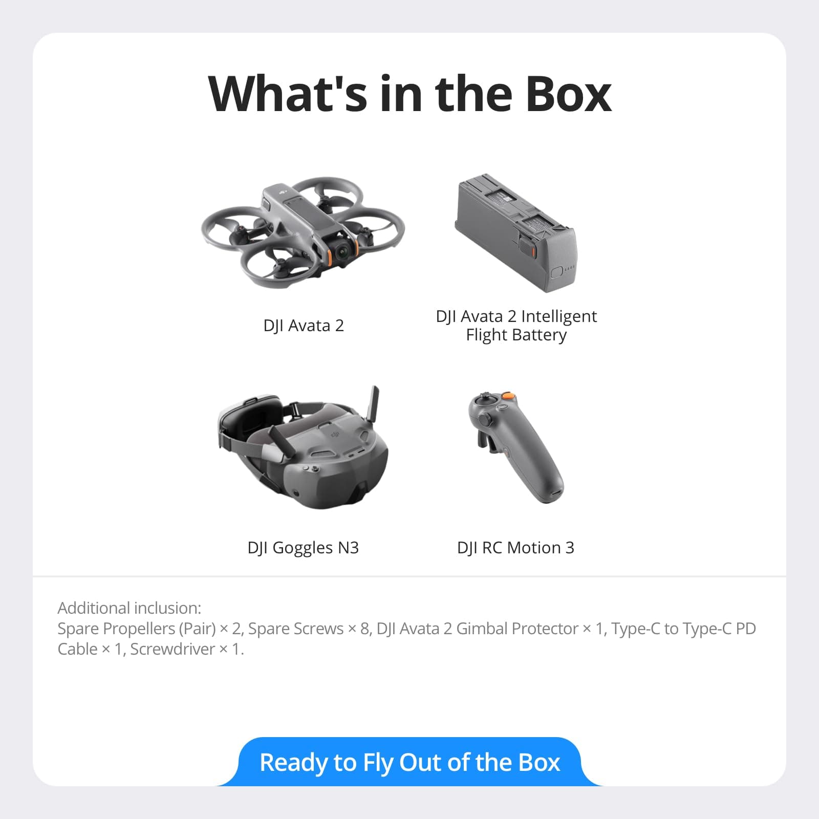DJI Avata 2 Fly Smart Combo (Single Battery), FPV Drone with Camera 4K, Immersive Experience, One-Push Acrobatics, Built-in Propeller Guard, 155° FOV, Camera Drone with Goggles N3 and RC Motion 3 - Image 6