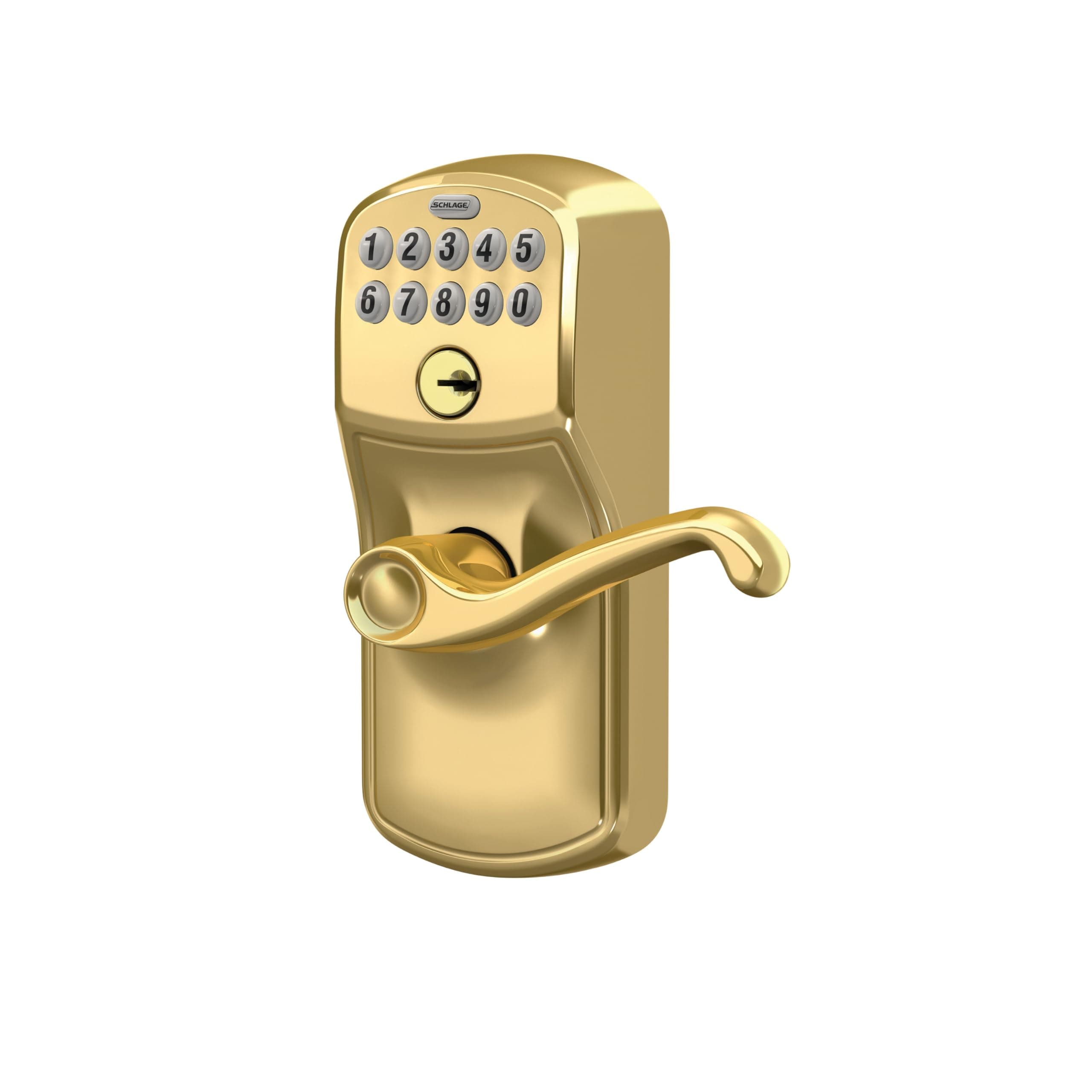 Schlage FE595 V PLY 505 FLA Plymouth Keypad Entry with Flex-Lock and Flair Lever, Bright Brass - Image 8