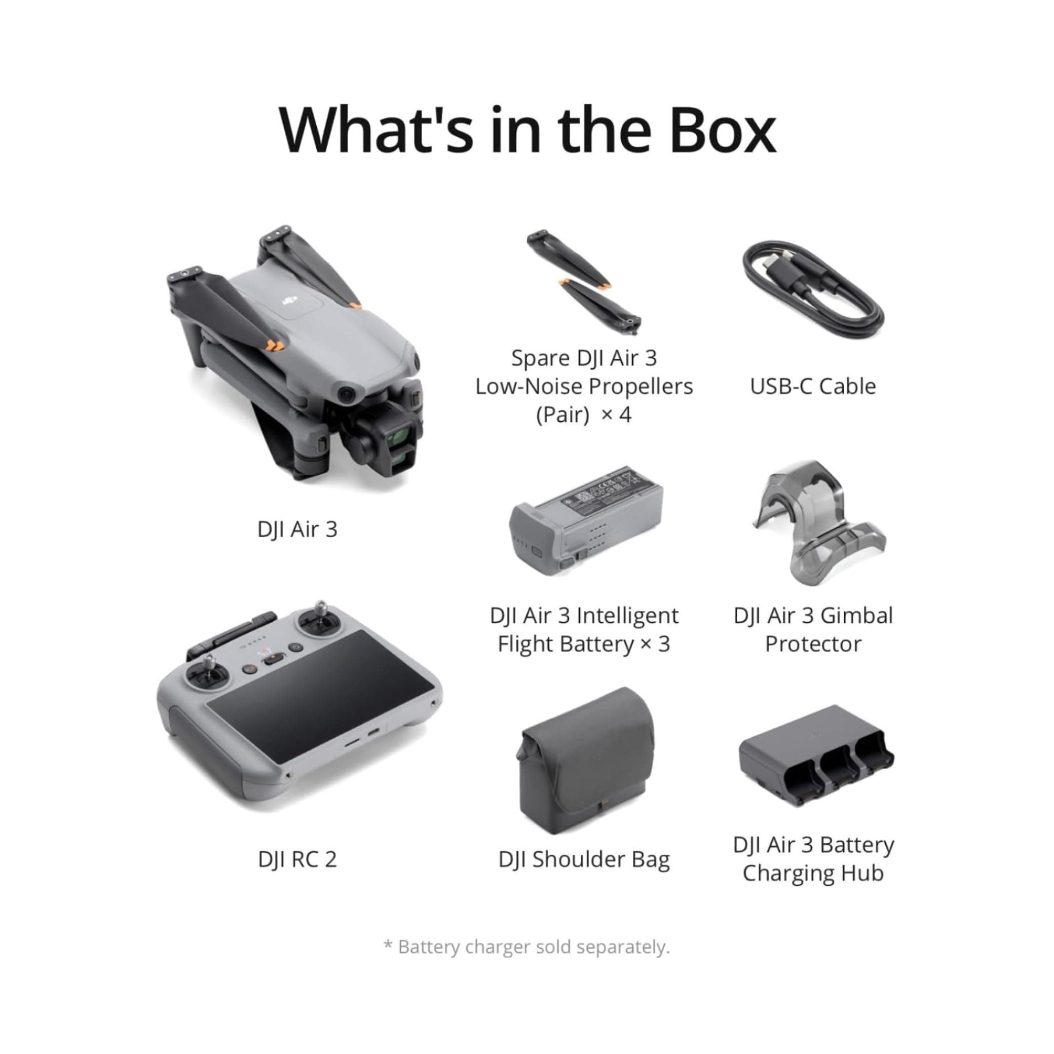 DJI Air 3 Fly More Combo with DJI RC 2, Drone with Camera 4K, Dual Primary Cameras, 3 Batteries for Extended Flight Time, 48MP Photo, 20Km Max Video Transmission, FAA Remote ID Compliant - Image 6