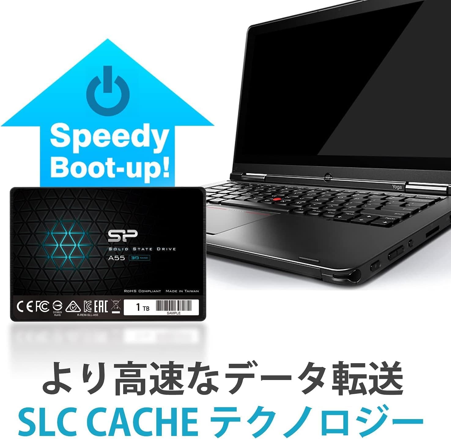 Silicon Power-512GB SSD 3D NAND A55 SLC Cache Performance Boost SATA III 2.5" 7mm (0.28") Internal Solid State Drive Black - Image 4