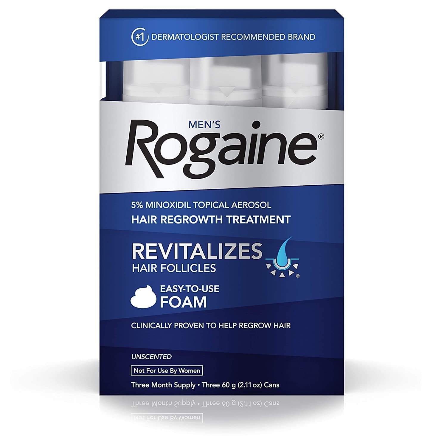Men's Rogaine 5% Minoxidil Foam for Hair Loss and Hair Regrowth, Topical Treatment for Thinning Hair, 3-Month Supply