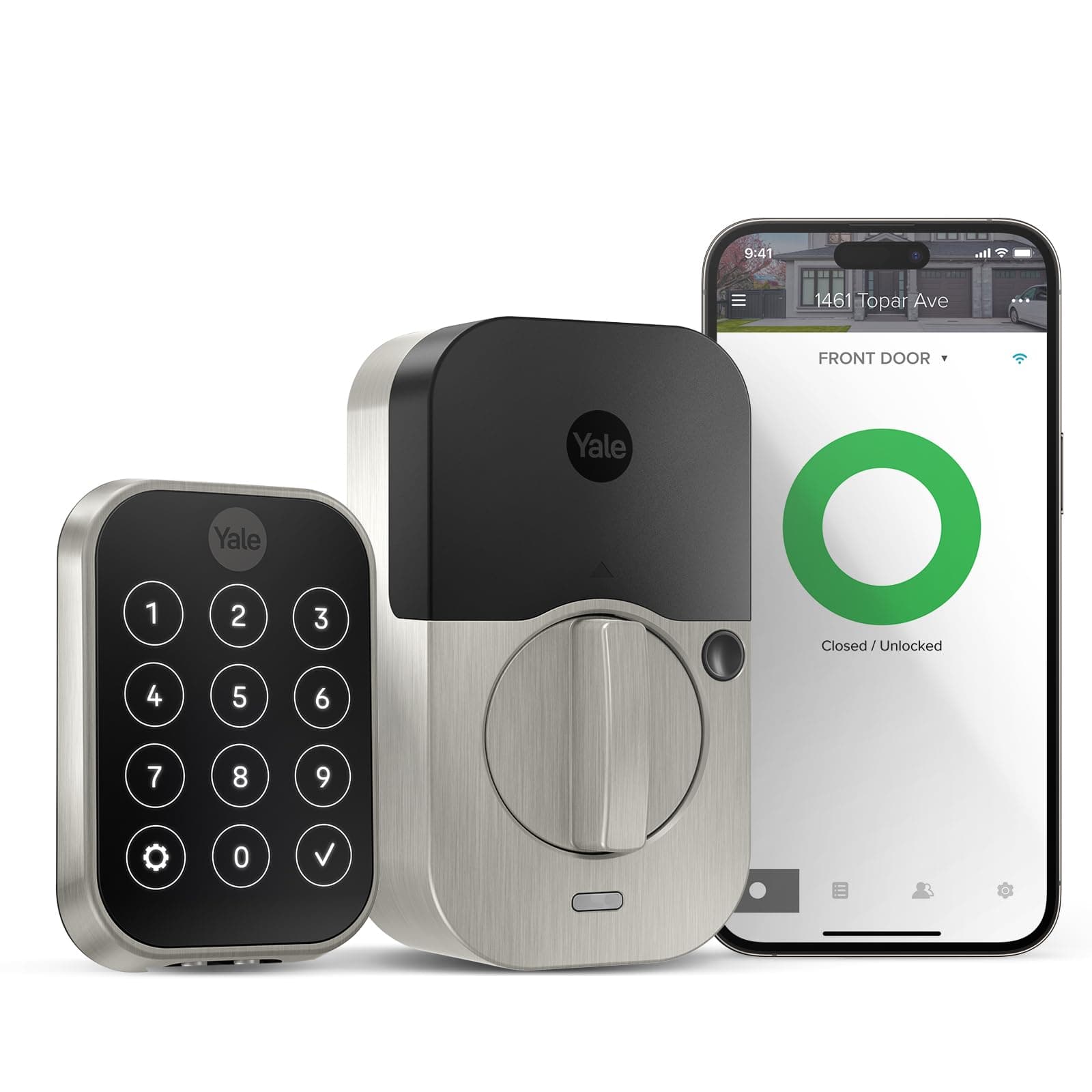 Yale Assure Lock 2 with Wi-Fi – Satin Nickel Smart Lock for Front Door with Keypad, App Control, Backup Key, and Deadbolt – Secure Keyless Entry Door Lock, YRD450-WF1-619