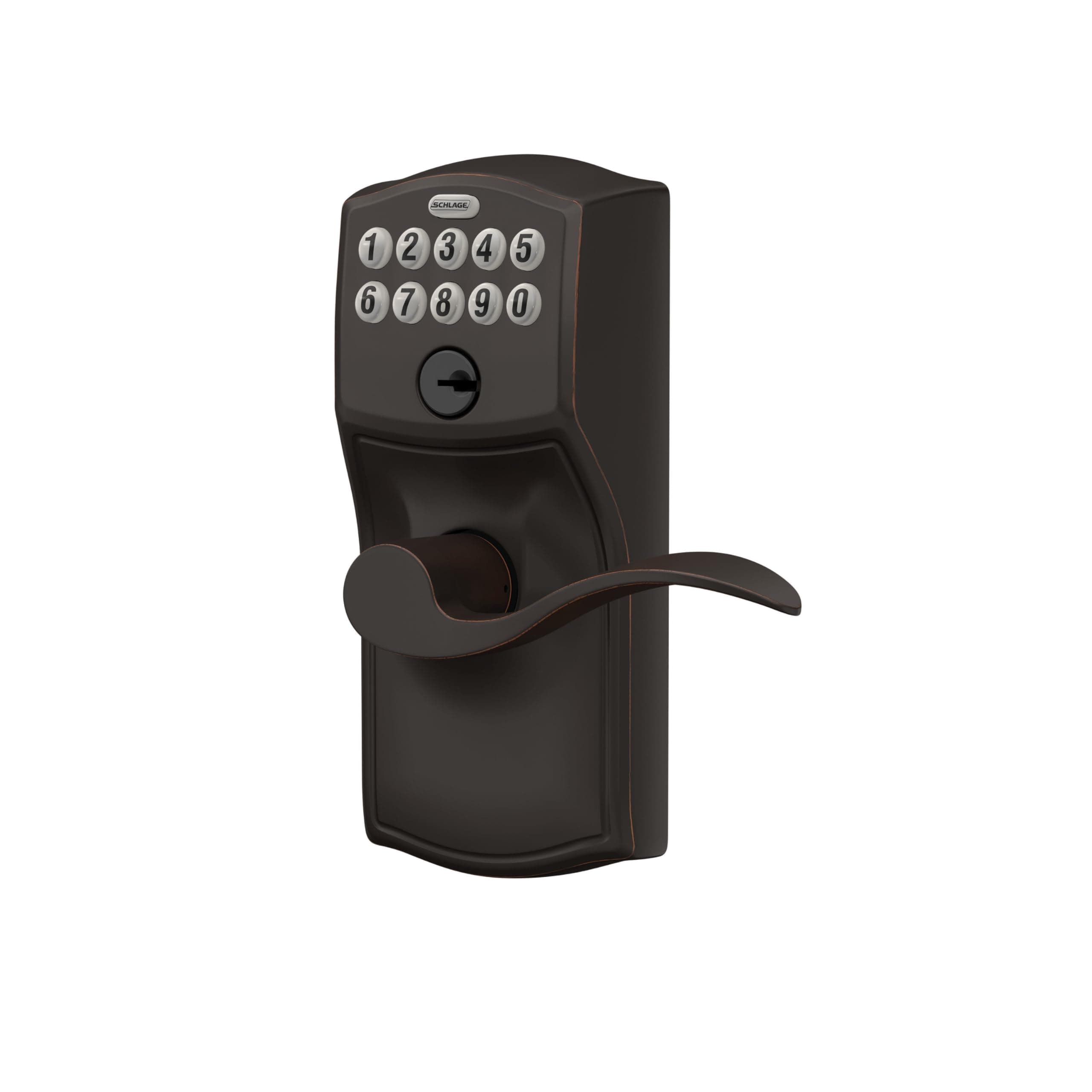 Schlage Camelot Keypad Lock with Lever Handle, Electronic Keyless Door Entry, Flex Lock Auto‑Lock Option, Aged Bronze, FE595 CAM 716 ACC - Image 3
