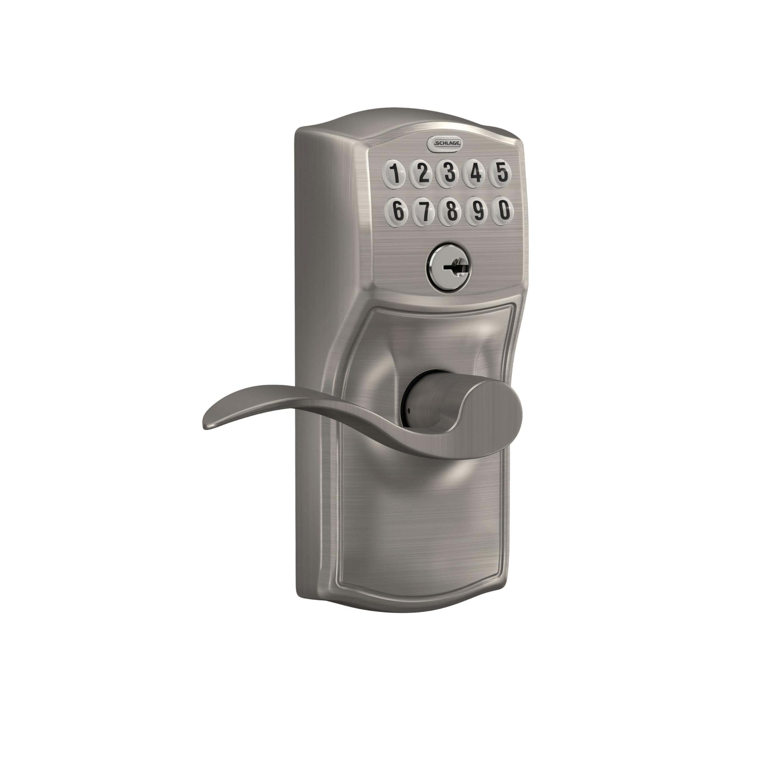 Schlage Camelot Keypad Lock with Lever Handle, Electronic Keyless Door Entry, Flex Lock Auto‑Lock Option, Satin Nickel, FE595 V CAM 619 ACC - Image 2