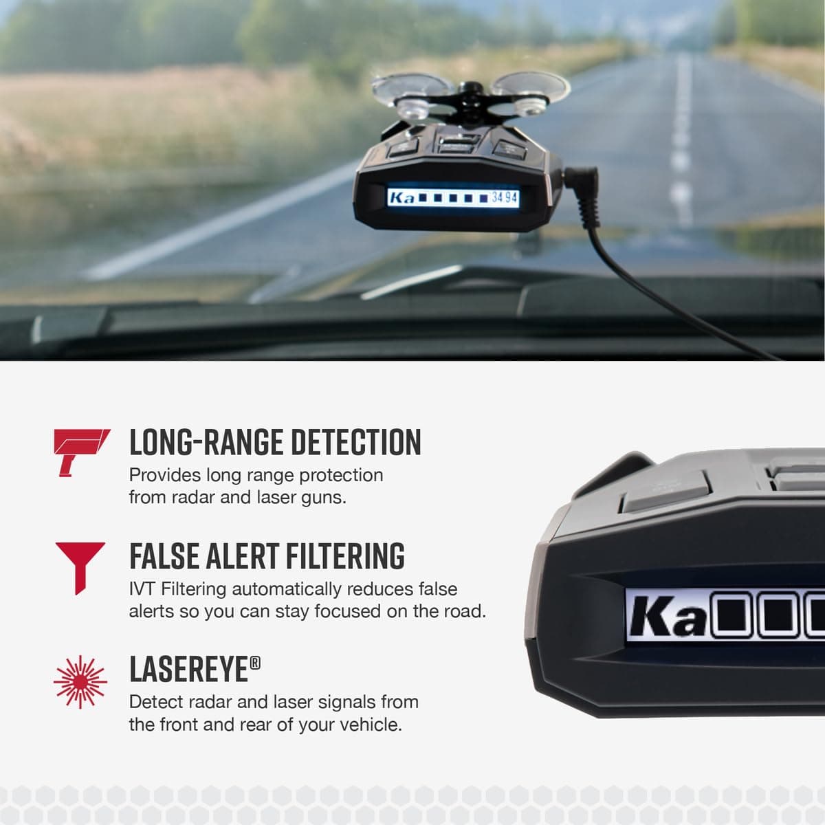 Cobra RAD 450 Laser Radar Detector: Long Range, False Alert Filter, Voice Alert & OLED Display, Black, RAD450 - Image 3