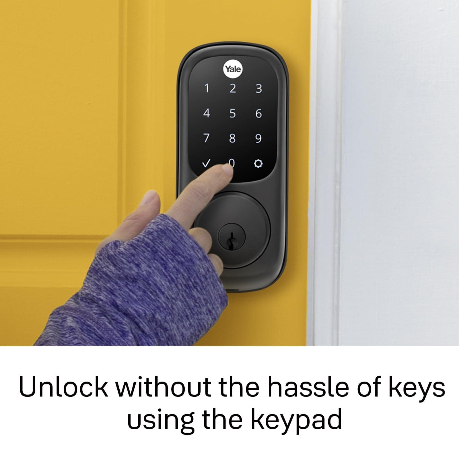Yale Assure Lock Deadbolt, Black Suede Digital Touchscreen Non-Connected Keypad with Backup Key for Front or Back Entry Door, YRD226-NR-BSP - Image 4