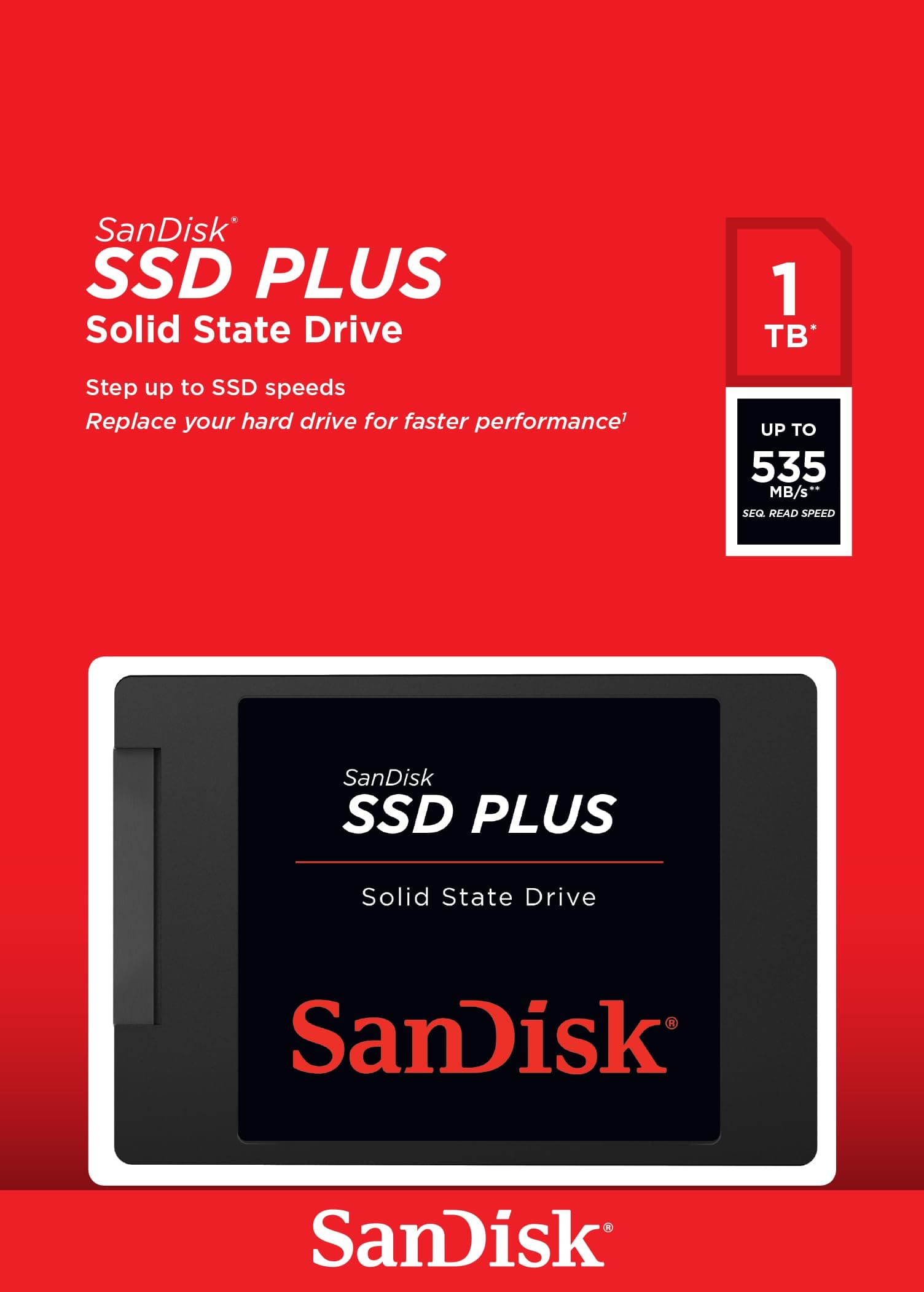 SANDISK SSD PLUS 1TB Internal SSD - SATA III 6 Gb/s, 2.5"/7mm, Up to 535 MB/s - SDSSDA-1T00-G27 - Image 5