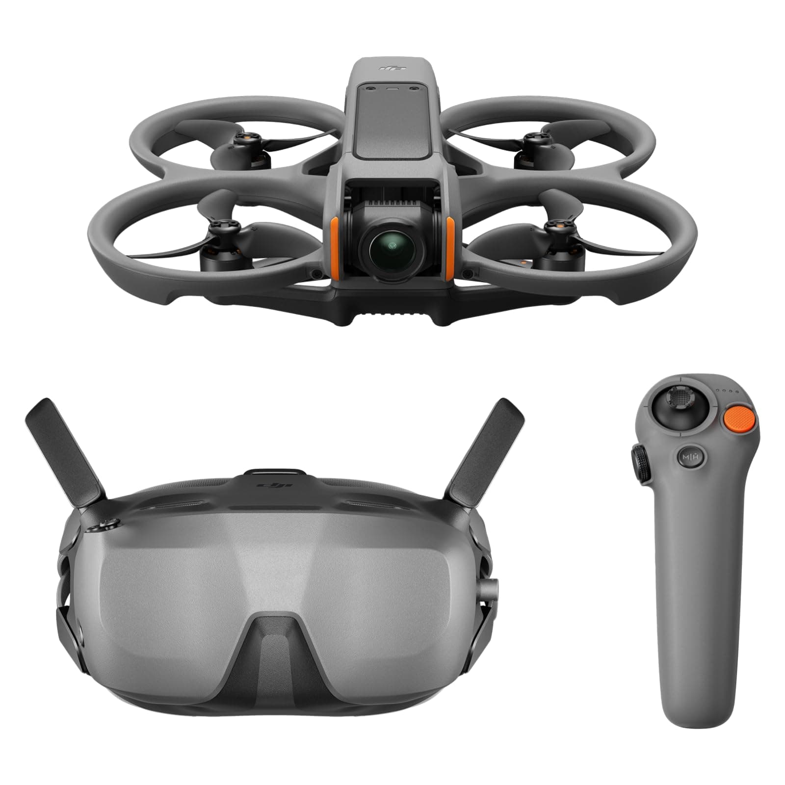 DJI Avata 2 Fly Smart Combo (Single Battery), FPV Drone with Camera 4K, Immersive Experience, One-Push Acrobatics, Built-in Propeller Guard, 155° FOV, Camera Drone with Goggles N3 and RC Motion 3