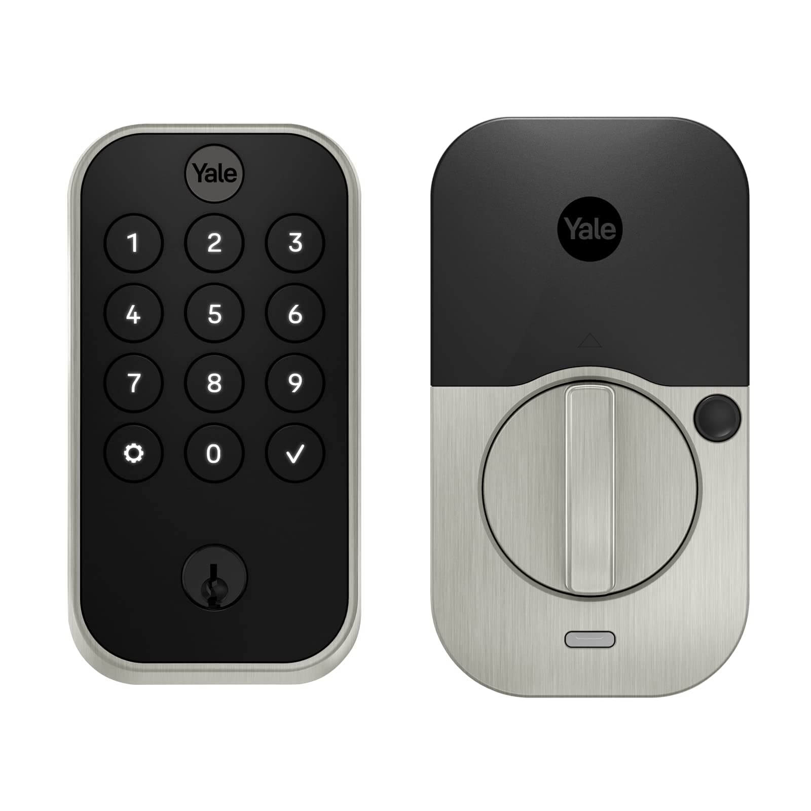 Yale Assure Lock 2 Deadbolt, Satin Nickel Keypad Code Door Lock with Z-Wave and Back-Up Key for Front or Back Entry Door, YRD410-ZW2-619