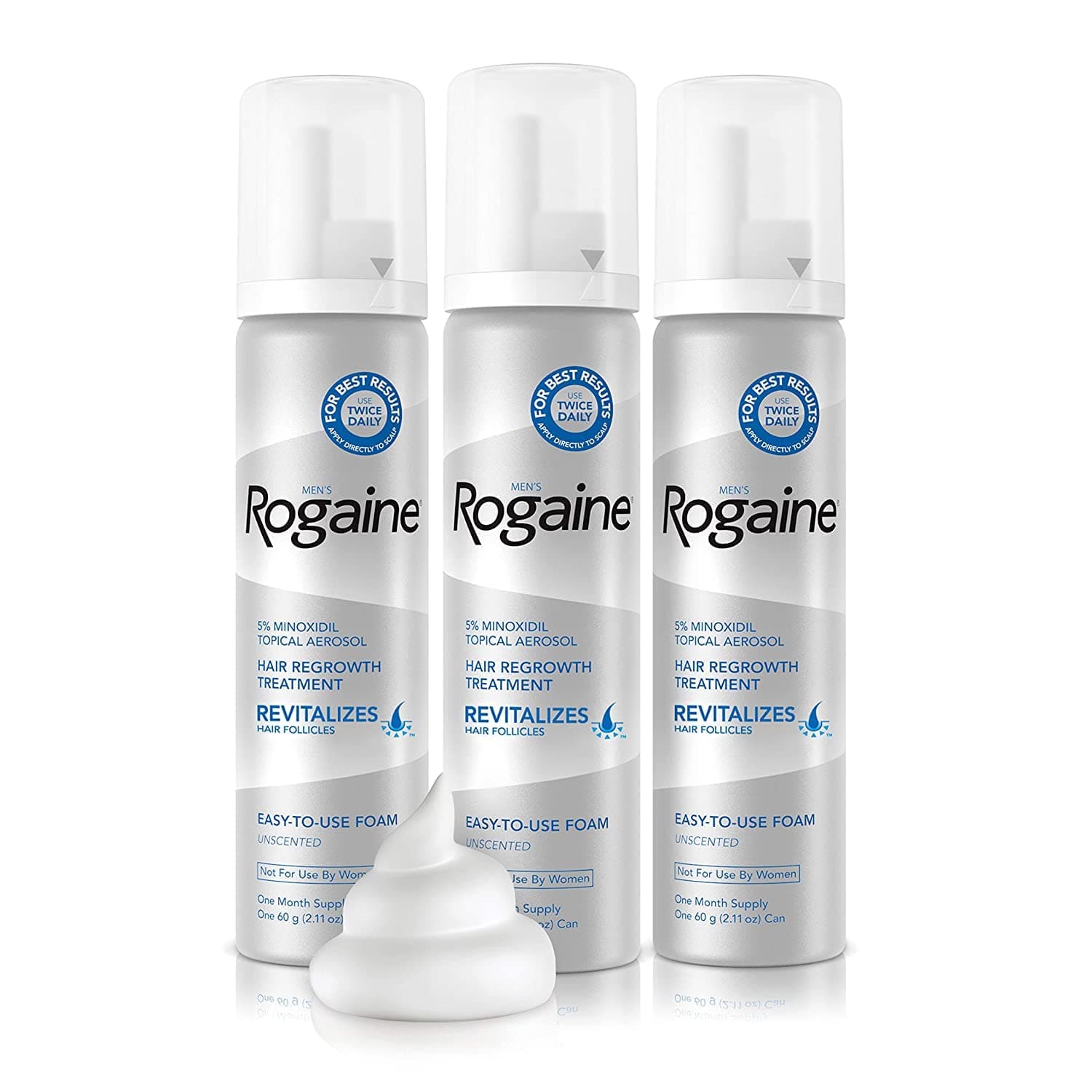Men's Rogaine 5% Minoxidil Foam for Hair Loss and Hair Regrowth, Topical Treatment for Thinning Hair, 3-Month Supply - Image 9