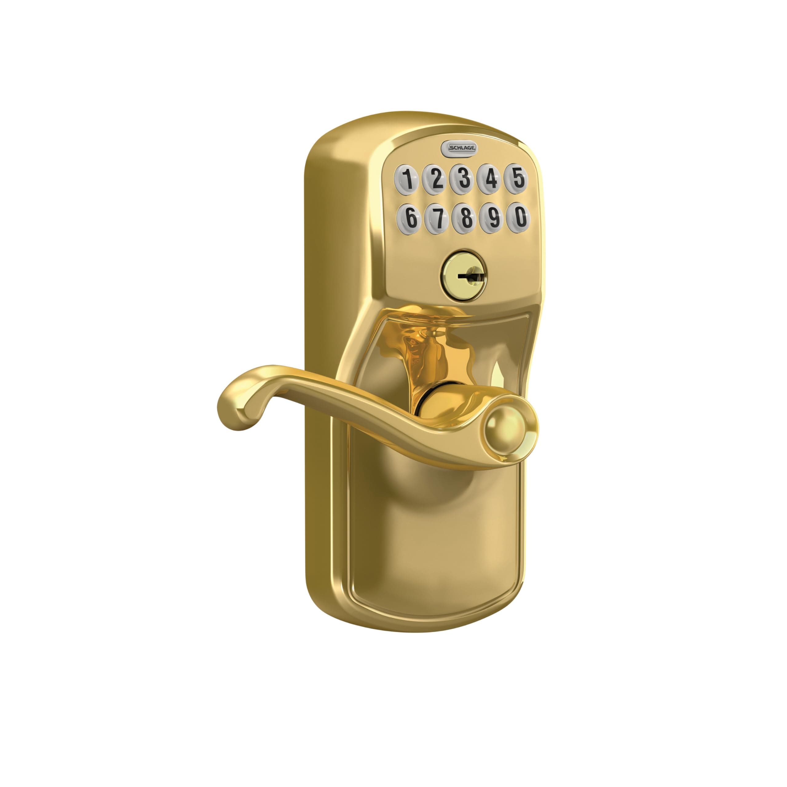 Schlage FE595 V PLY 505 FLA Plymouth Keypad Entry with Flex-Lock and Flair Lever, Bright Brass - Image 2