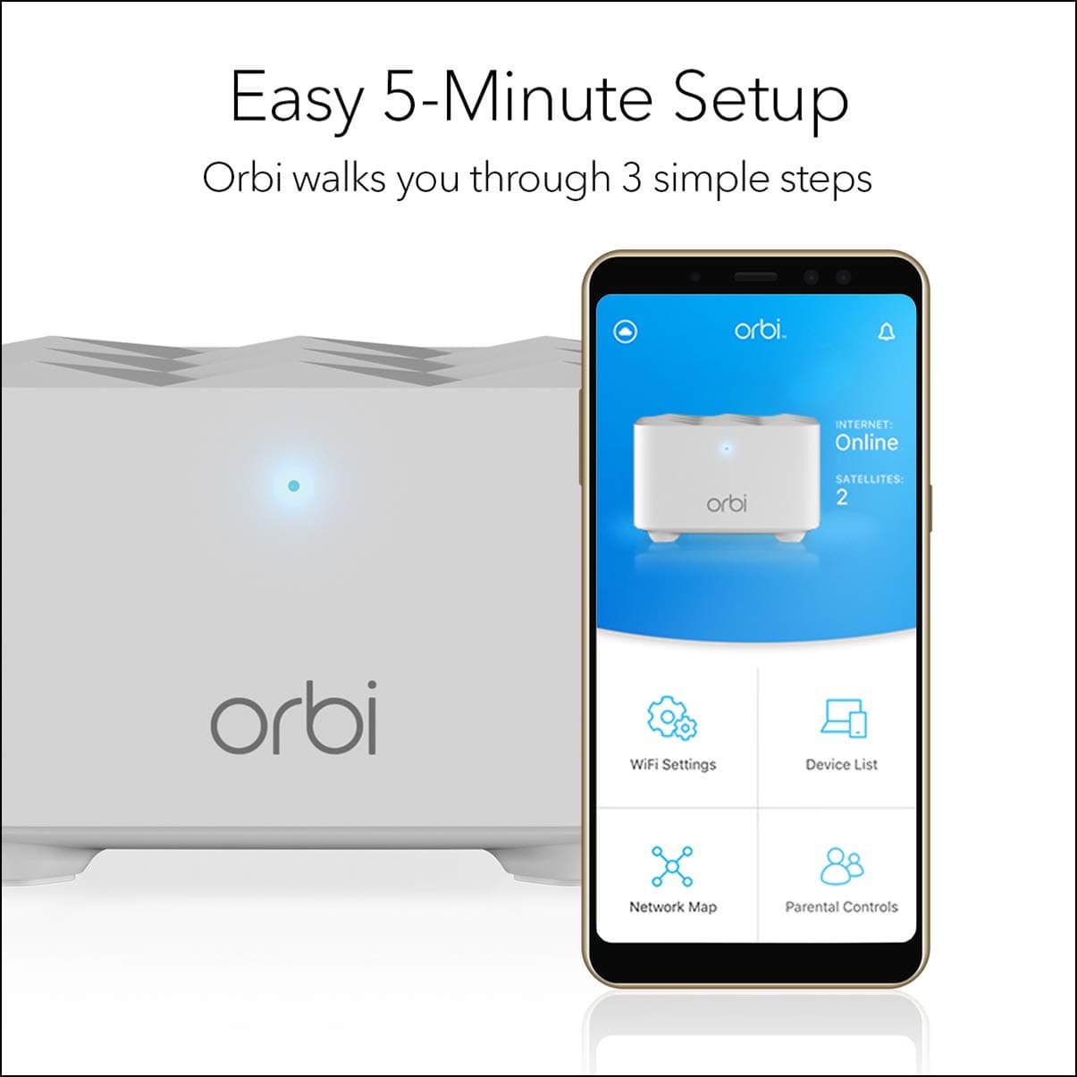 NETGEAR Orbi Whole Home Mesh WiFi System (RBK13) – Router Replacement Covers up to 4,500 sq. ft. with 1 Router & 2 Satellites - Image 8
