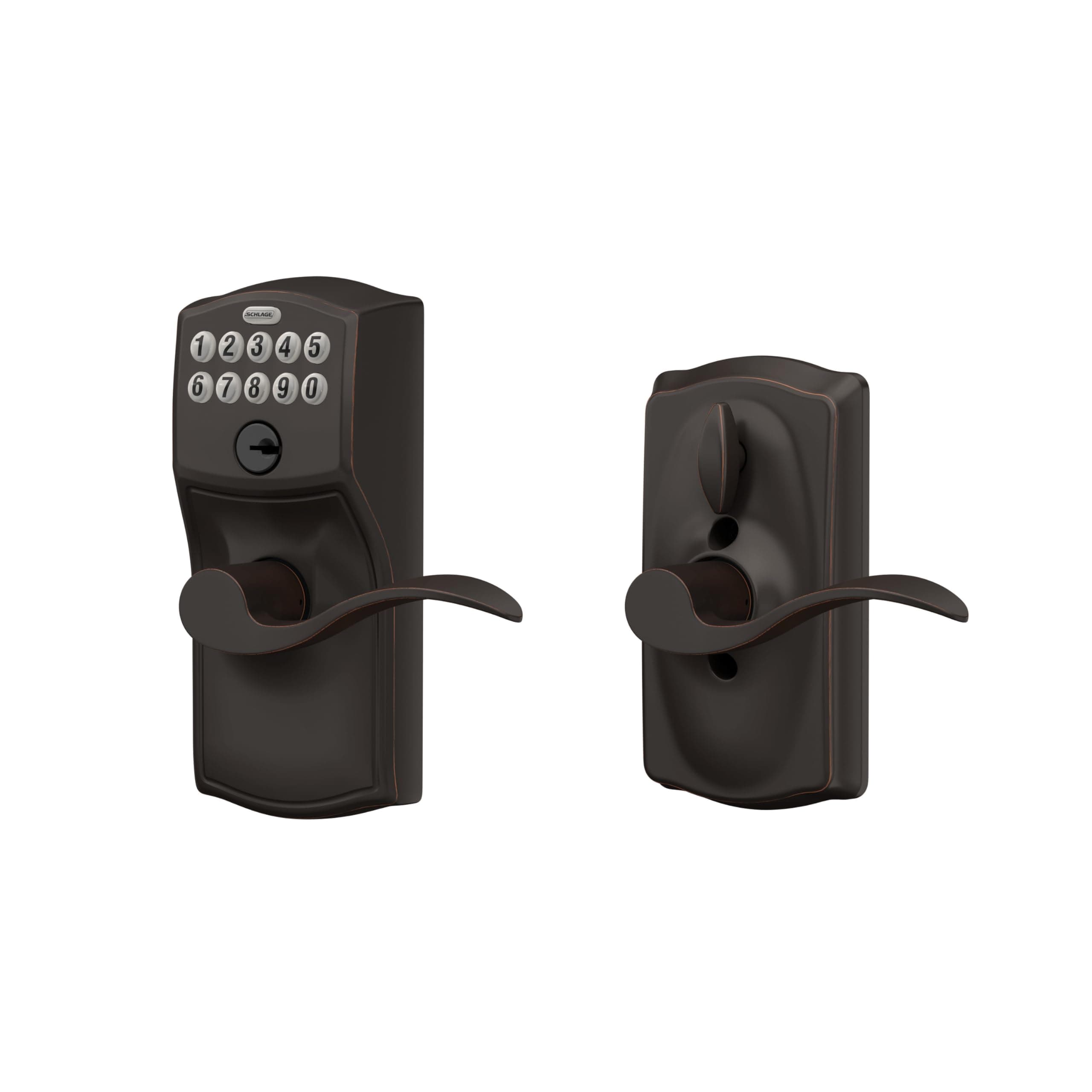 Schlage Camelot Keypad Lock with Lever Handle, Electronic Keyless Door Entry, Flex Lock Auto‑Lock Option, Aged Bronze, FE595 CAM 716 ACC - Image 8