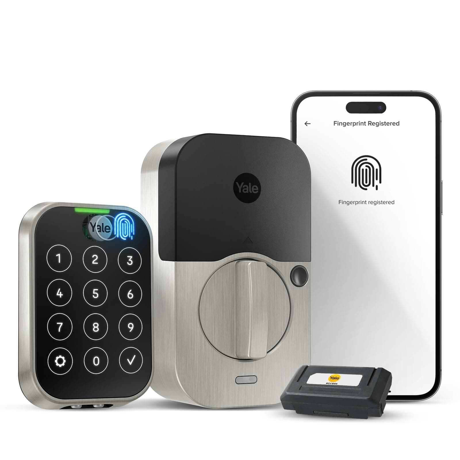 Yale Assure Lock 2 Touch Deadbolt, Satin Nickel Smart Keyless Entry Door Lock with Wi-Fi Connected Touch Keypad and Fingerprint Scanner, YRD450-F-WF1-619