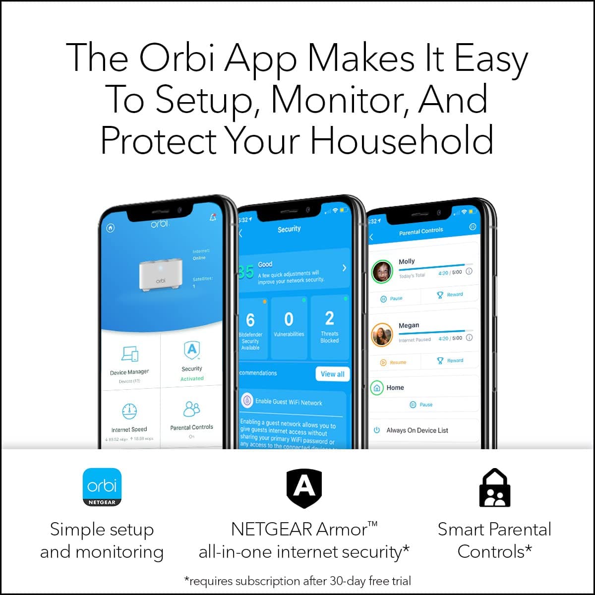 NETGEAR Orbi Whole Home Mesh WiFi System (RBK13) – Router Replacement Covers up to 4,500 sq. ft. with 1 Router & 2 Satellites - Image 7