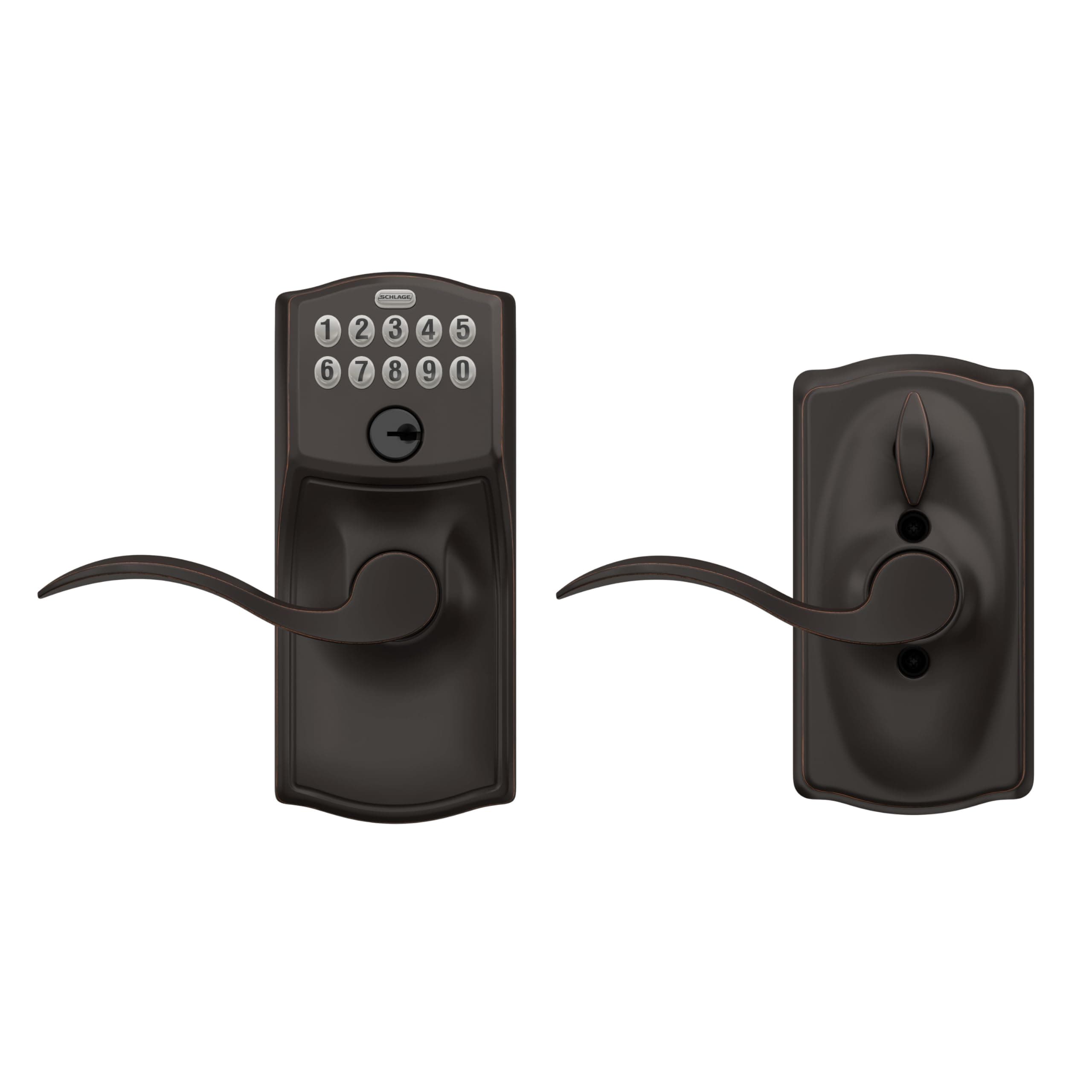 Schlage Camelot Keypad Lock with Lever Handle, Electronic Keyless Door Entry, Flex Lock Auto‑Lock Option, Aged Bronze, FE595 CAM 716 ACC - Image 6