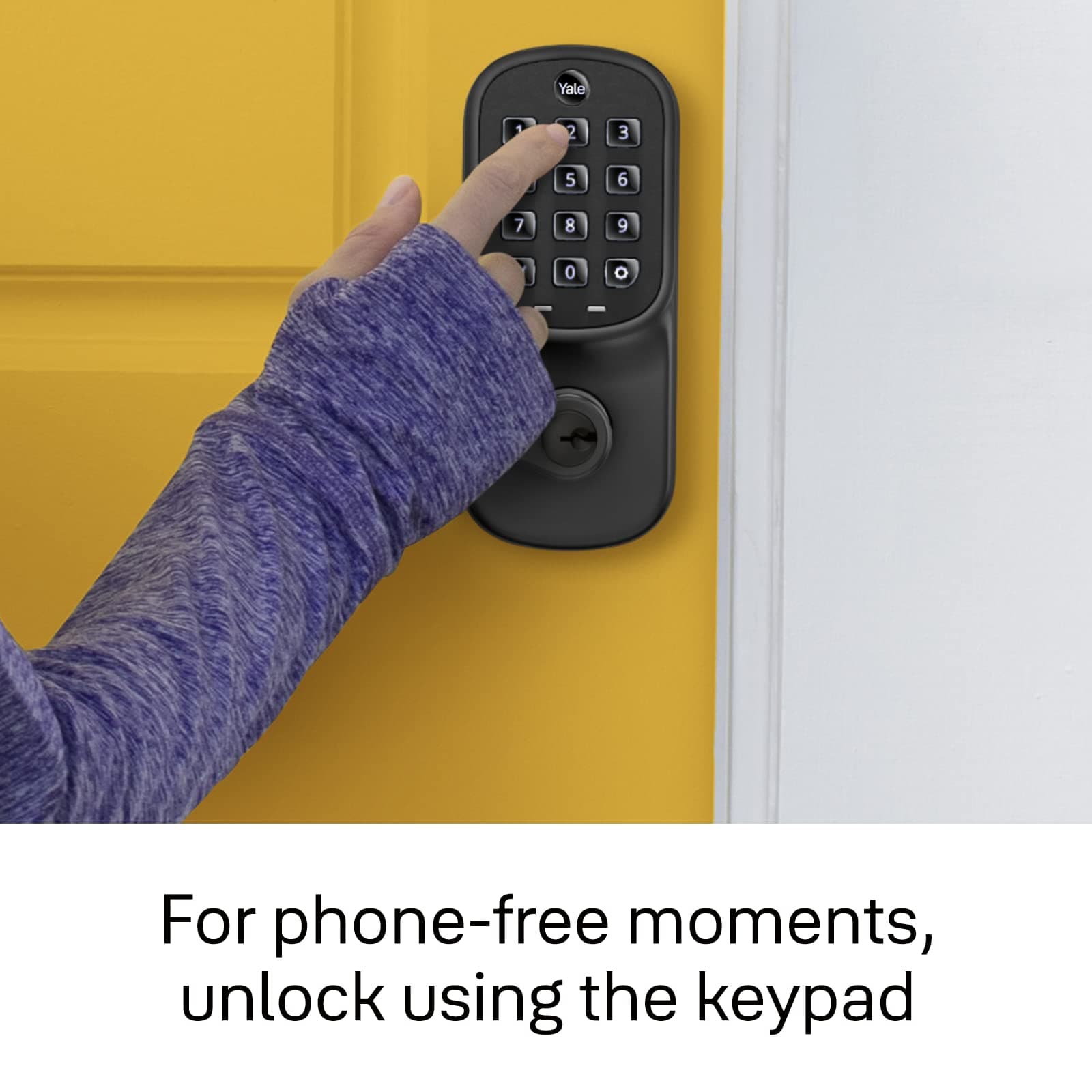 Yale Assure Lever Entry Door Handle with Wi-Fi Connected Physical Keypad, Black Suede Smart Door Lock with Handle, Back-Up Key, ‎YRL216-WF1-BSP - Image 3