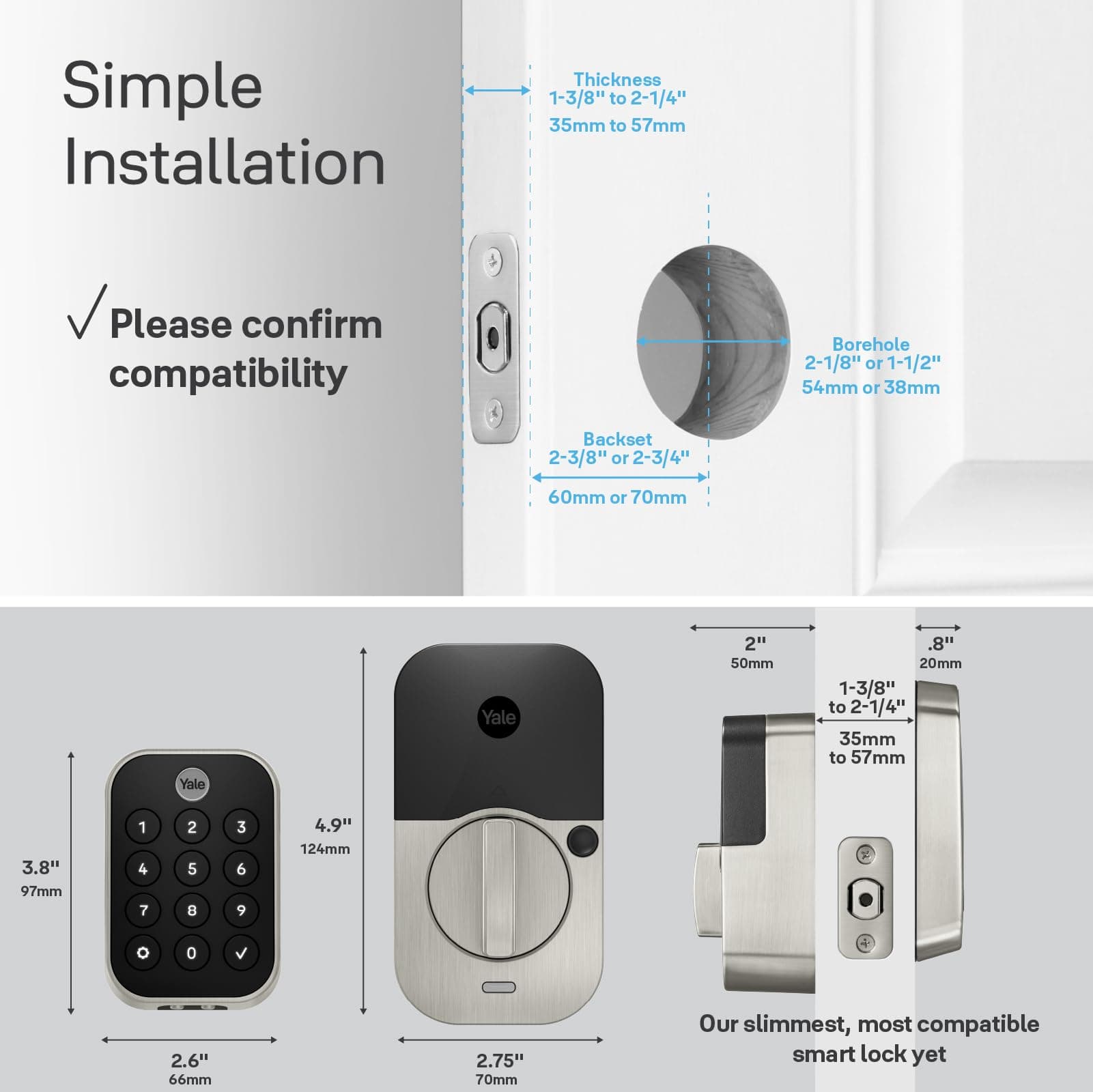 Yale Security Assure Lock 2 with Wi-Fi, Key-Pad, Deadbolt, Satin Nickel - Image 9
