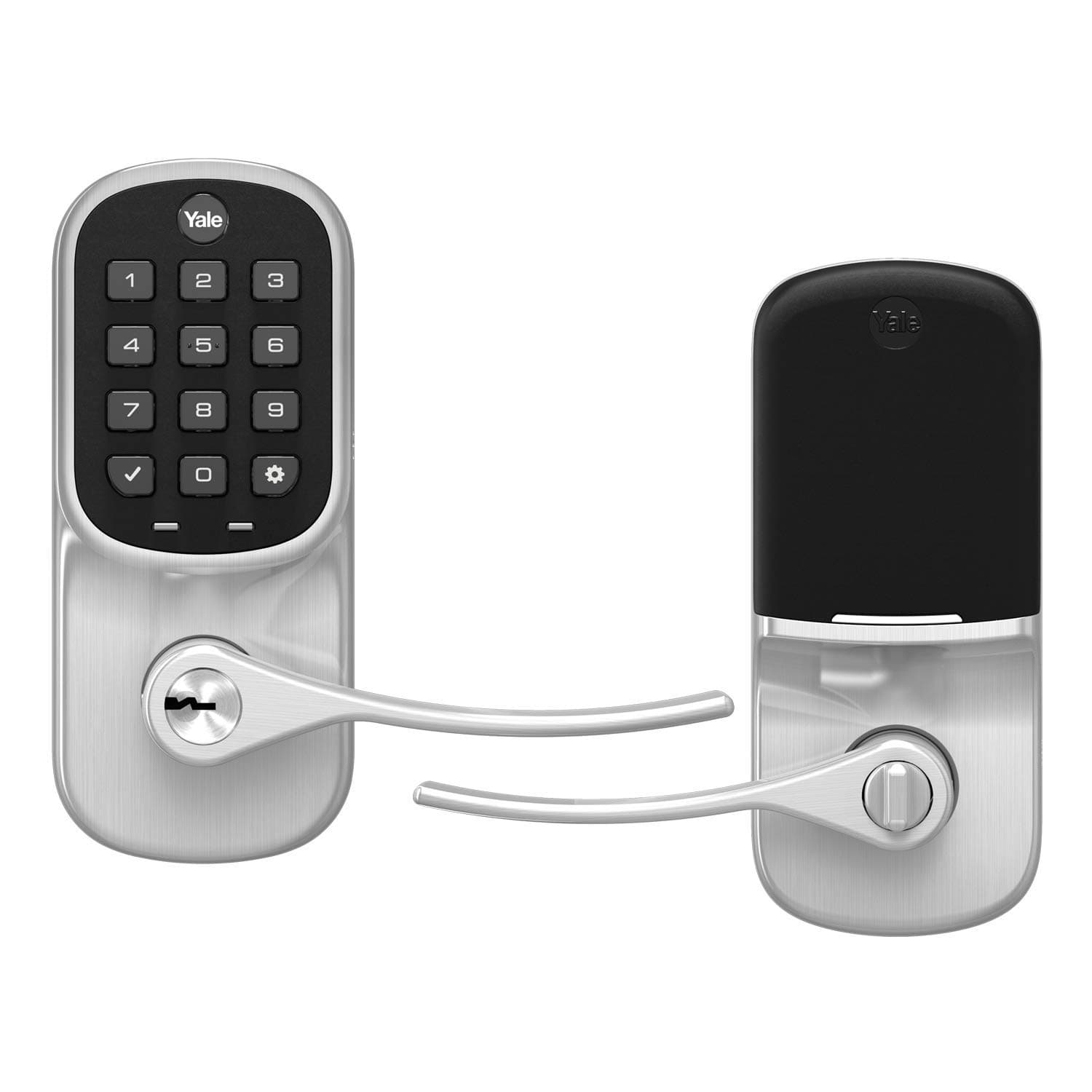 Yale Assure Lever, Keypad Door Lever (for Doors with no deadbolt) - Keyless Entry with pin Code Unlocking and one-Touch, or Auto-Locking - Nickel