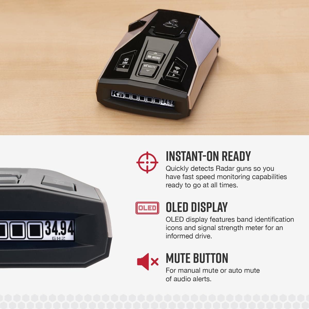 Cobra RAD 450 Laser Radar Detector: Long Range, False Alert Filter, Voice Alert & OLED Display, Black, RAD450 - Image 4