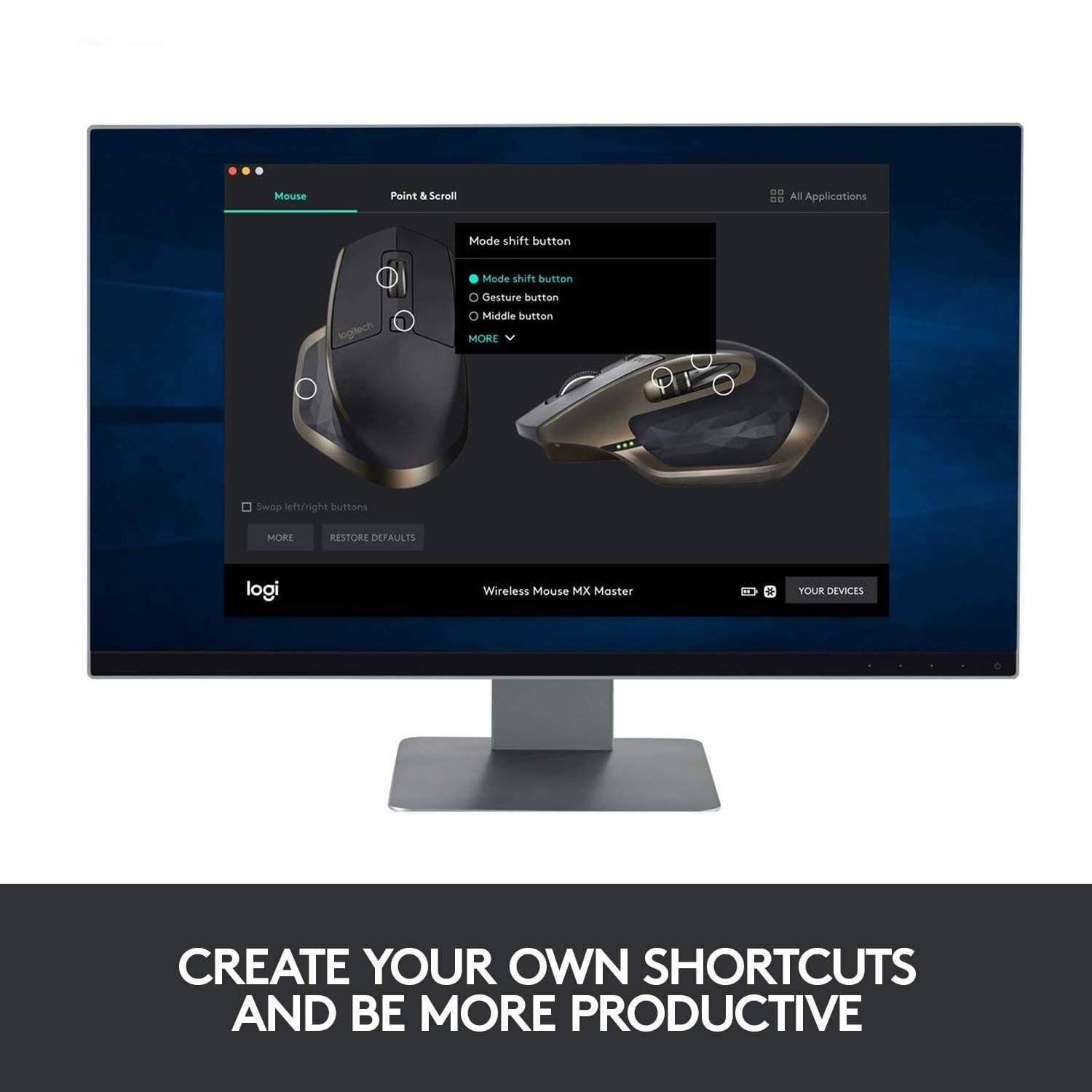 Logitech MX Master Wireless Mouse – High-Precision Sensor, Speed-Adaptive Scroll Wheel, Easy-Switch up to 3 Devices - Meteorite Black - Image 8