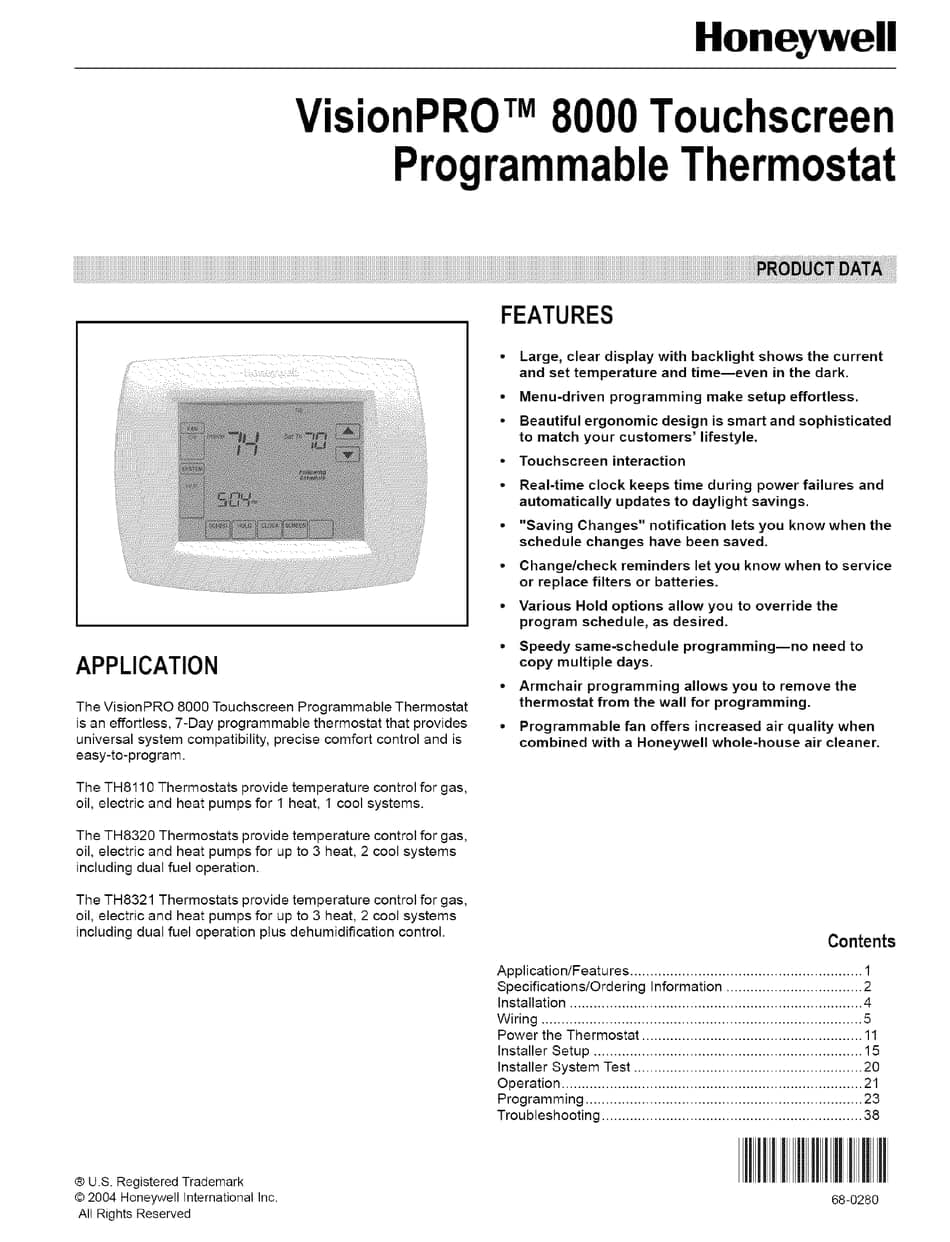 Honeywell TH8110U1003 Vision Pro 8000 Digital Thermostat - Image 4