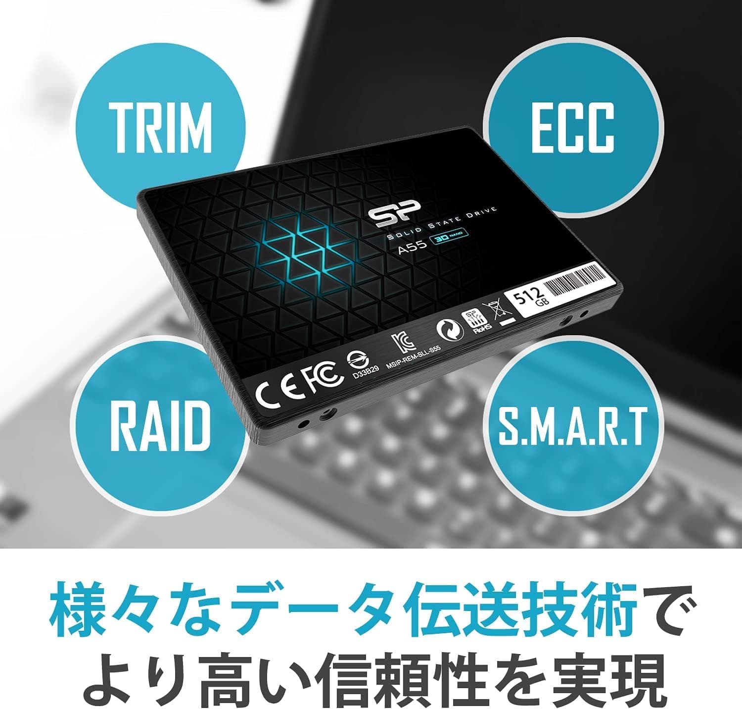Silicon Power-512GB SSD 3D NAND A55 SLC Cache Performance Boost SATA III 2.5" 7mm (0.28") Internal Solid State Drive Black - Image 5