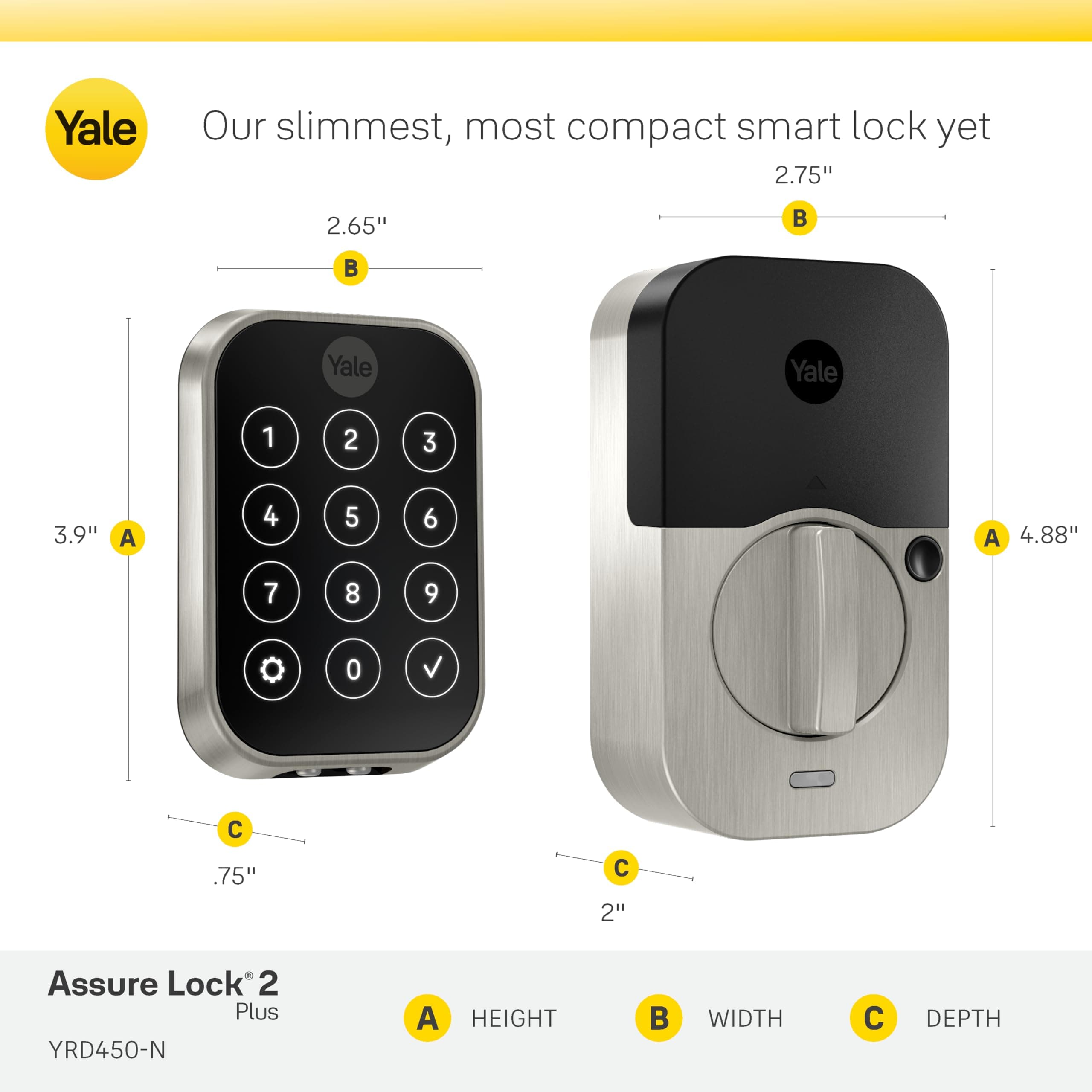 Yale Assure Lock 2 Plus Apple Home Keys (Tap to Open) Deadbolt, Black Suede Smart Keyless Entry Door Lock with Wi-Fi Connected Keypad for Code Entry and Remote Access, YRD450-N-WF1-BSP - Image 5