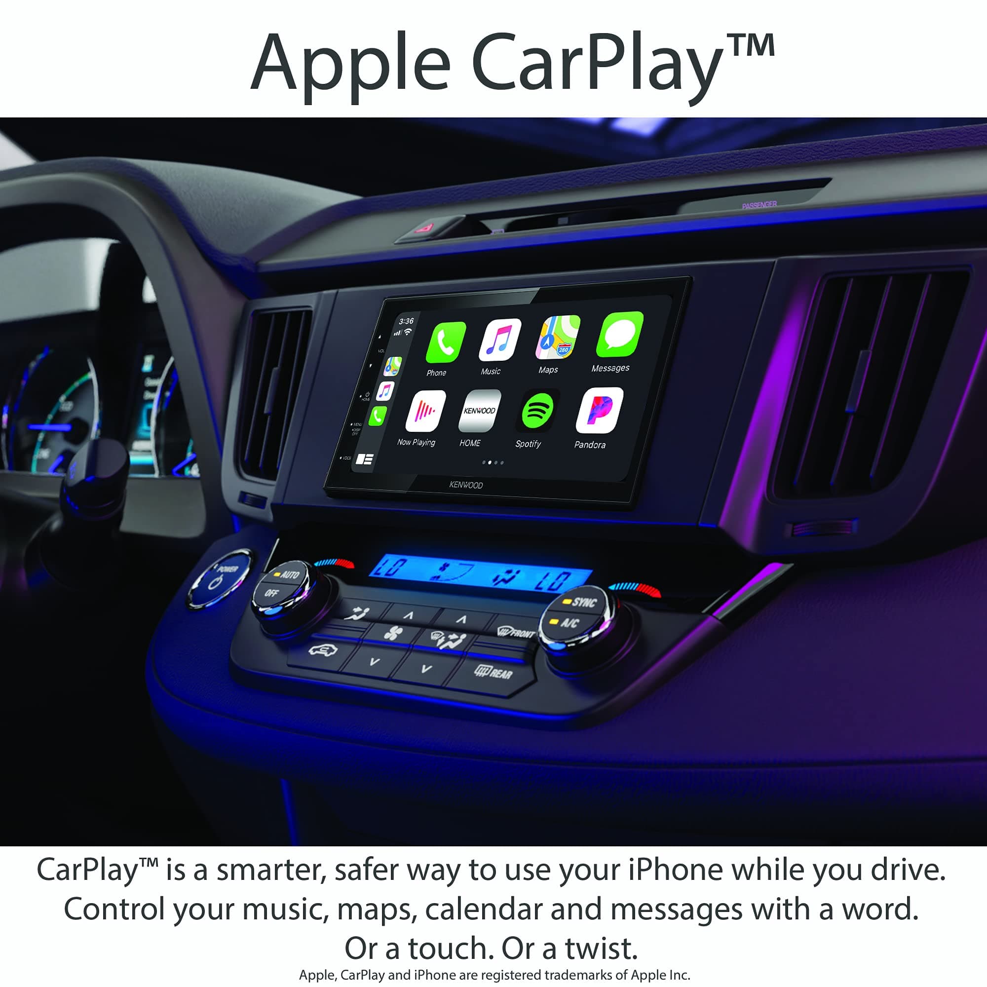 Kenwood DMX47S Digital Car Multimedia Player, 6.8" Capacitive Touch Screen, Apple CarPlay & Android Auto, Built-in Bluetooth, True Mirroring via USB, Rear View Camera Input & Superior Car Audio - Image 2
