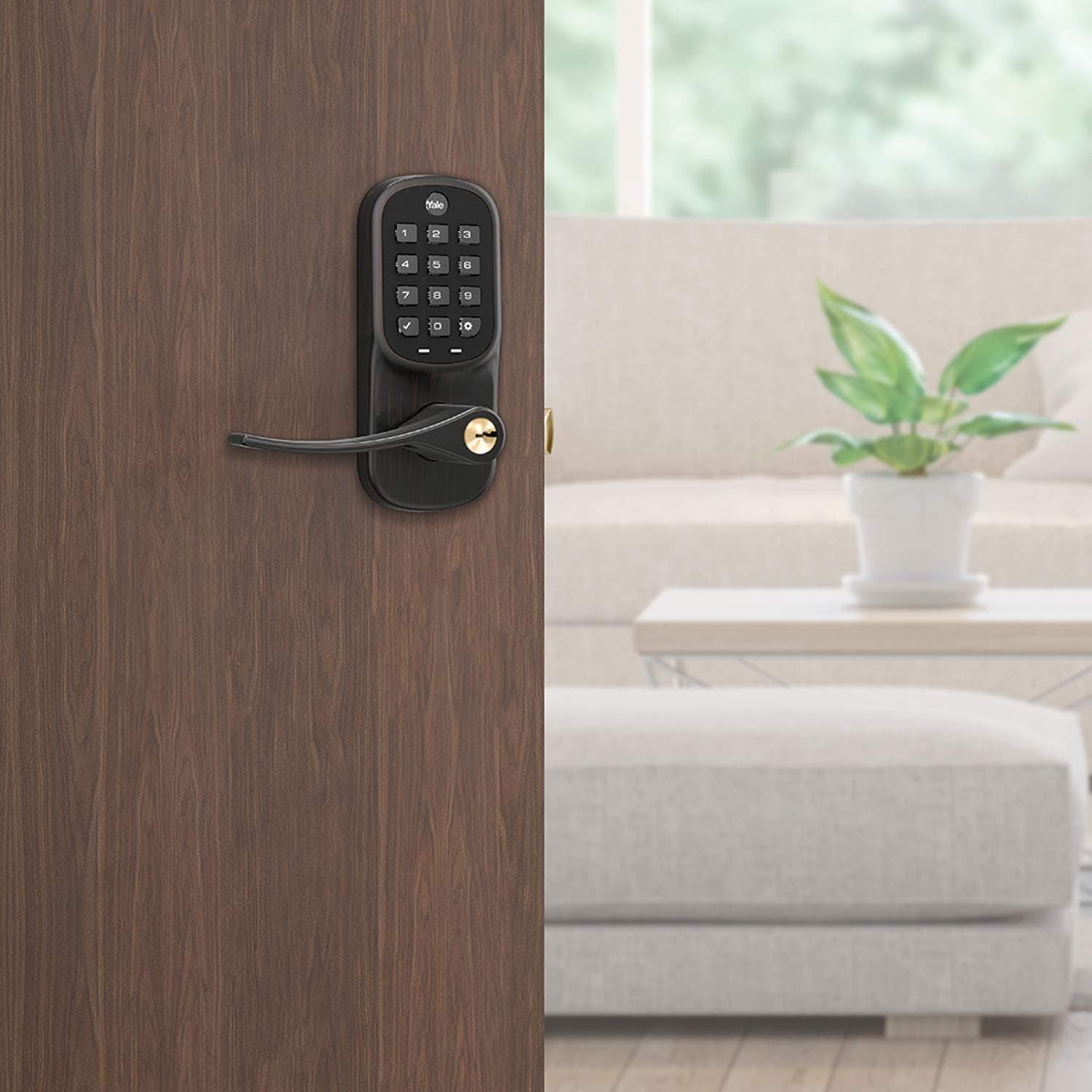 Yale Assure Lever - Z-Wave Smart Door Lever for Keyless Access (for Doors with no deadbolt) - Works with Ring Alarm, Samsung SmartThings and More - Bronze - Image 2