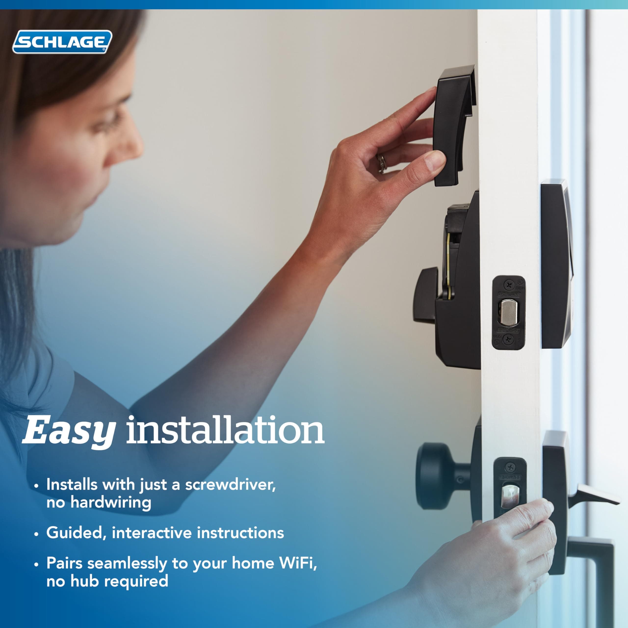 Schlage Encode Smart Wi-Fi Deadbolt Lock with Touchscreen Keypad, Keyless Front Door Entry, App Control, Alexa, Google Home and Airbnb Compatible, Satin Nickel, BE489WB CEN 619 - Image 8