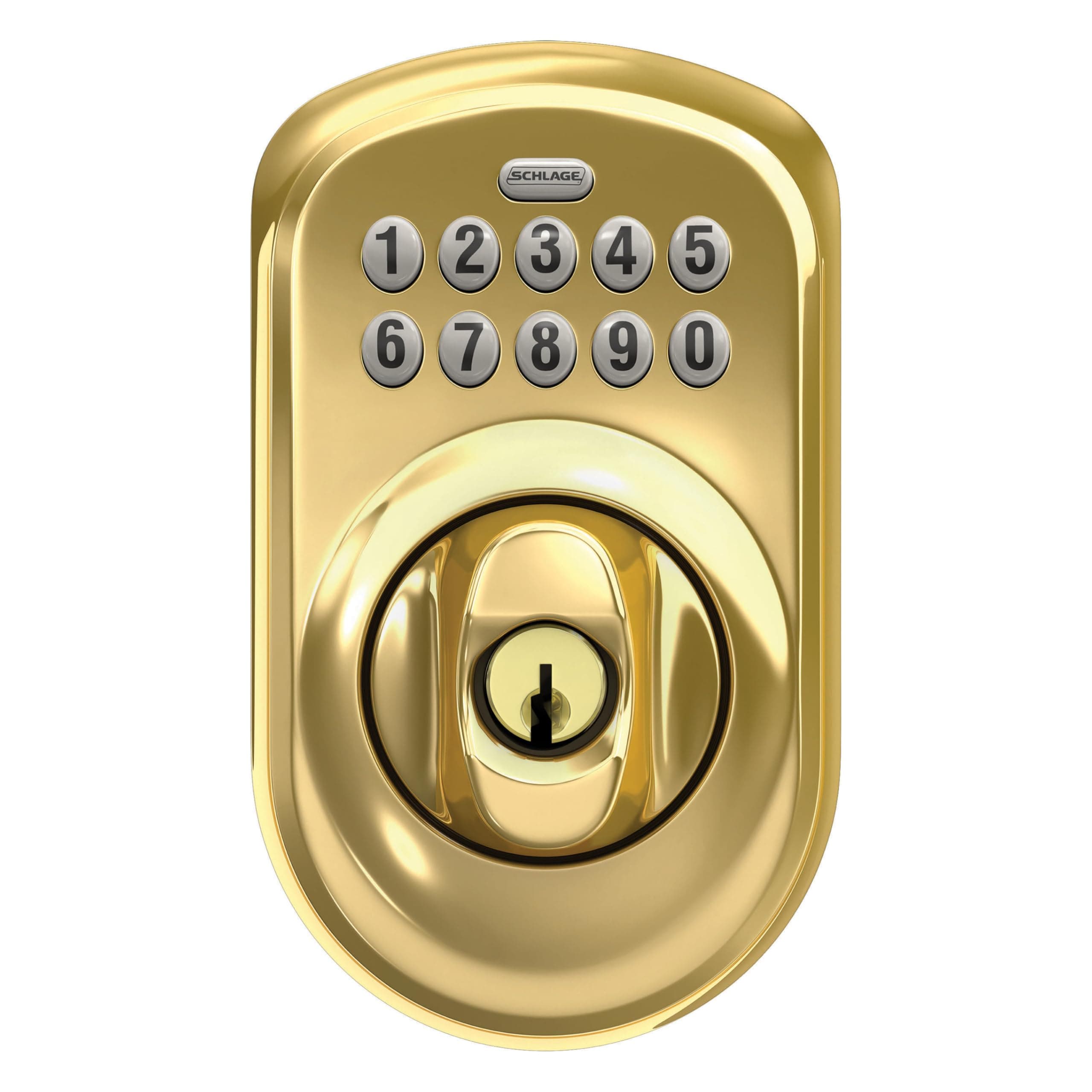 Schlage Plymouth Electronic Keypad Deadbolt Lock, Keyless Front Door Entry, Mechanical Key Backup Included, Bright Brass, BE365 PLY 505 - Image 7