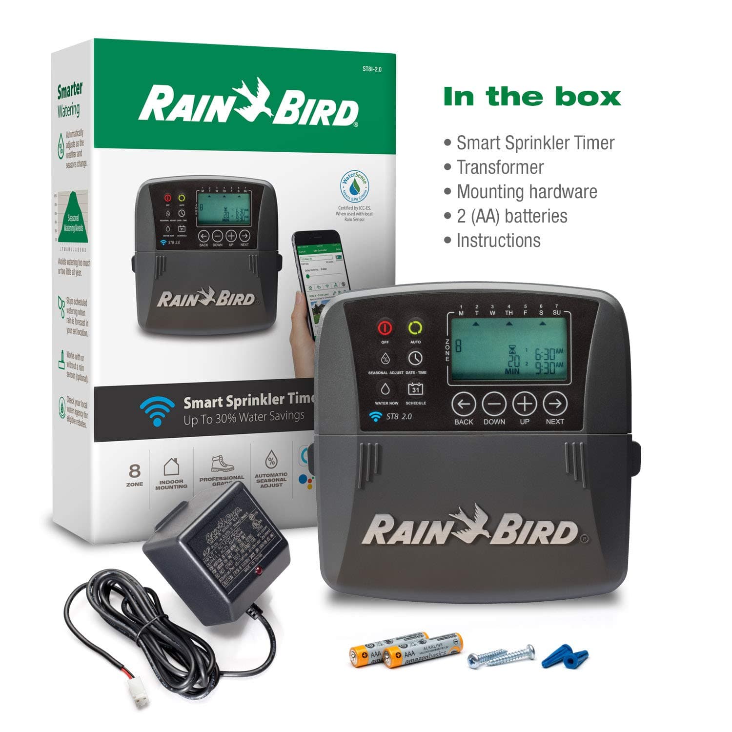 Rain Bird ST8I-2.0 Smart Indoor WiFi Sprinkler/Irrigation System Timer/Controller, WaterSense Certified, 8-Zone/Station, Compatible with Amazon Alexa - Image 7