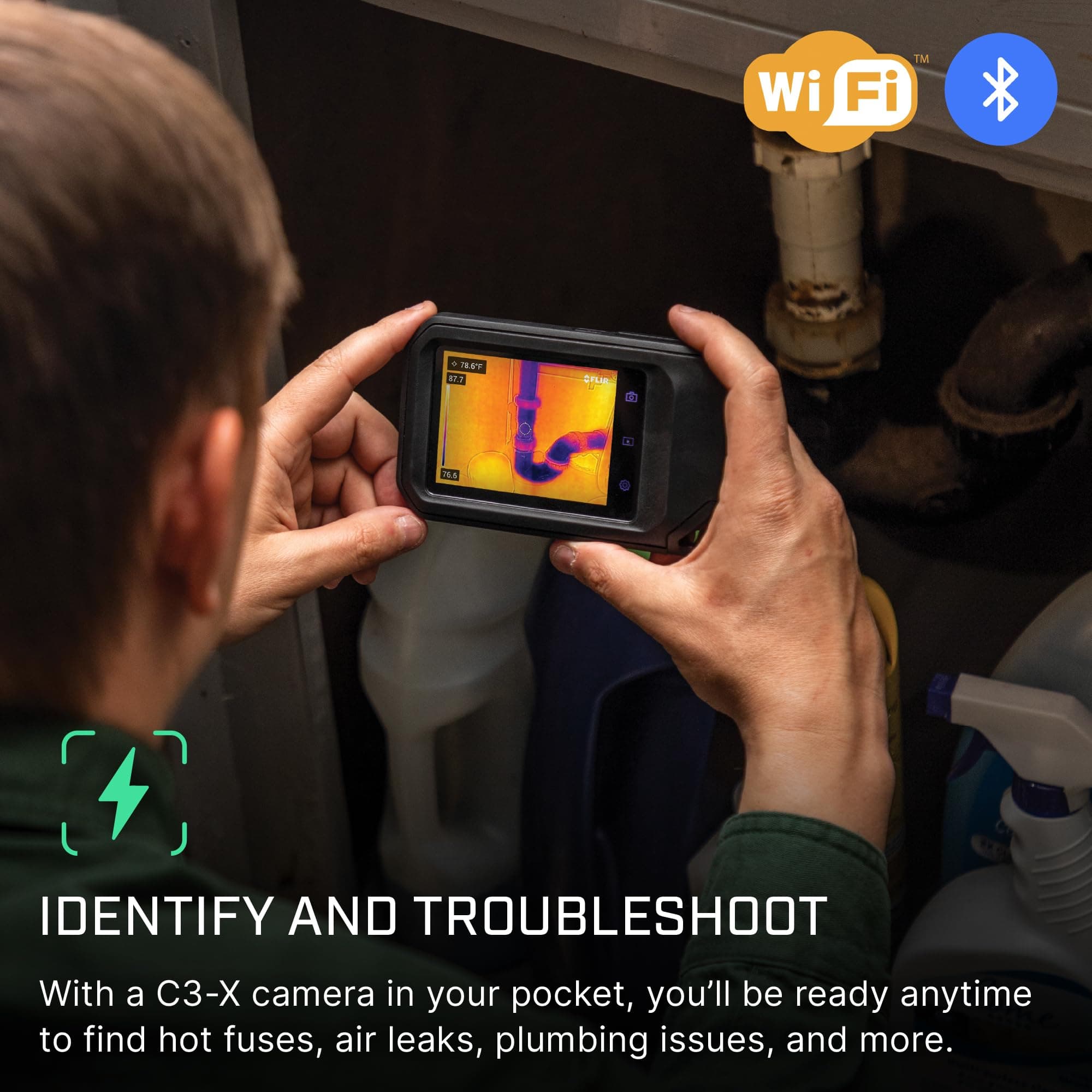 FLIR C3-X Compact Thermal Imaging Camera with Wifi: High Resolution Infrared Imager for Inspection, Electrical/Mechanical, Building, and HVAC Applications - Image 3