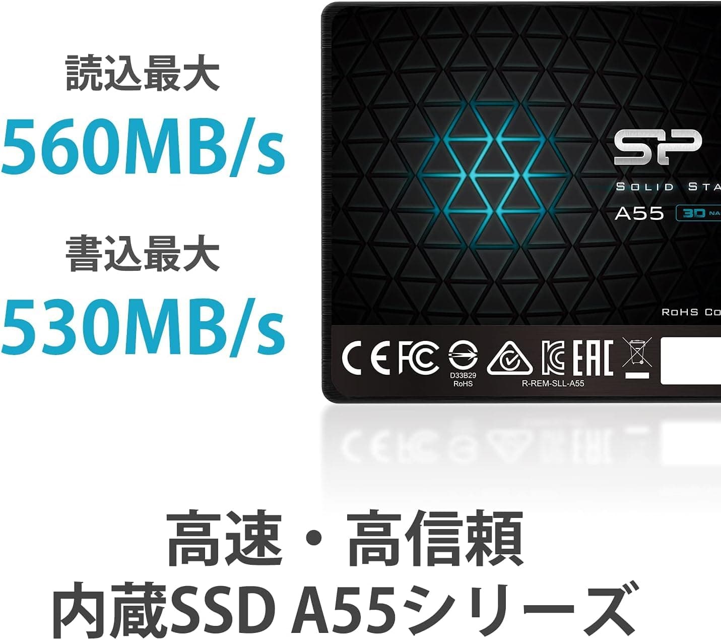 Silicon Power-512GB SSD 3D NAND A55 SLC Cache Performance Boost SATA III 2.5" 7mm (0.28") Internal Solid State Drive Black - Image 2