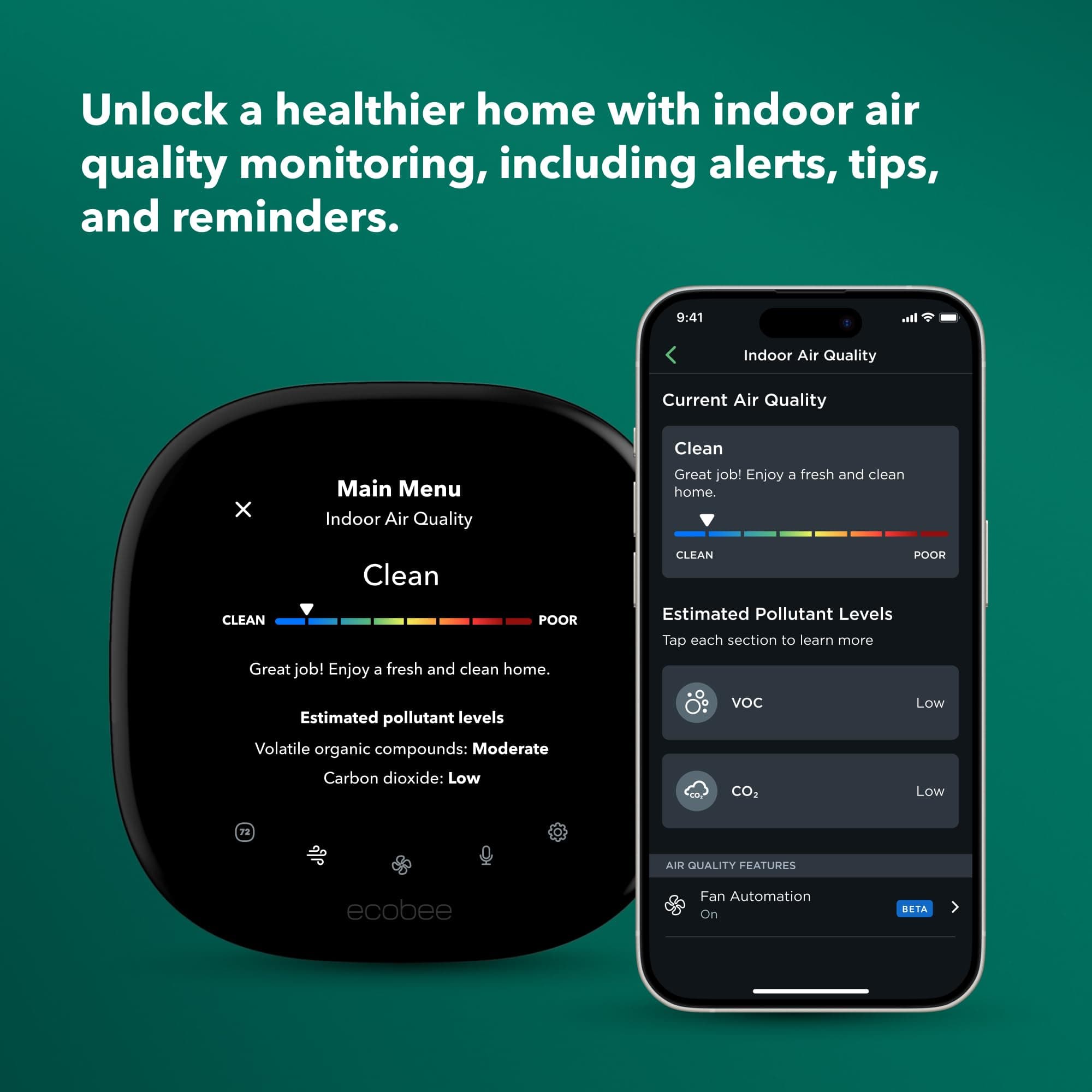 ecobee Smart Thermostat Premium with Smart Sensor and Air Quality Monitor - Programmable Wifi Thermostat - Works with Siri, Alexa, Google Assistant, Black - Image 6