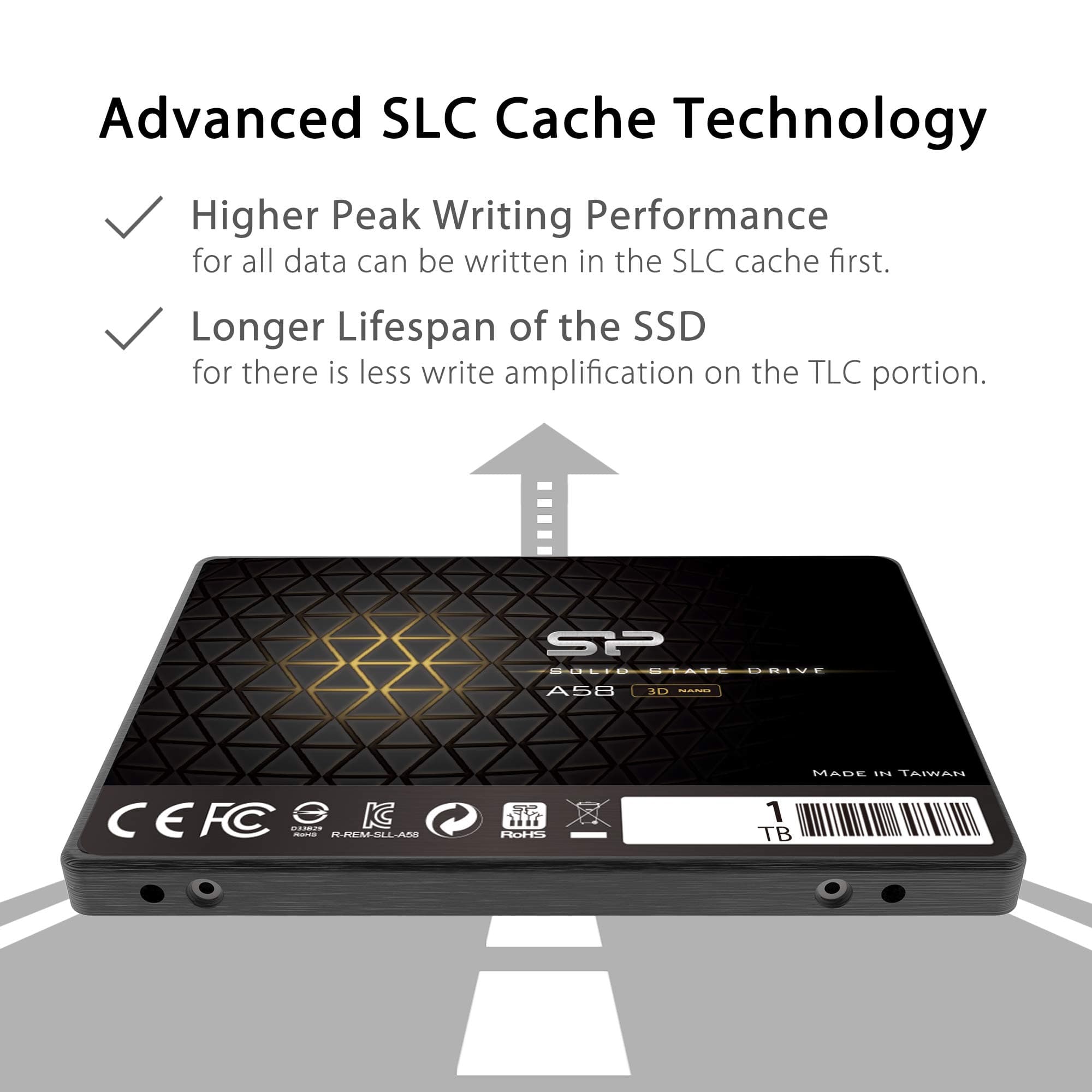 Silicon Power 1TB SSD 3D NAND A58 SLC Cache Performance Boost SATA III 2.5" 7mm (0.28") Internal Solid State Drive - Image 4