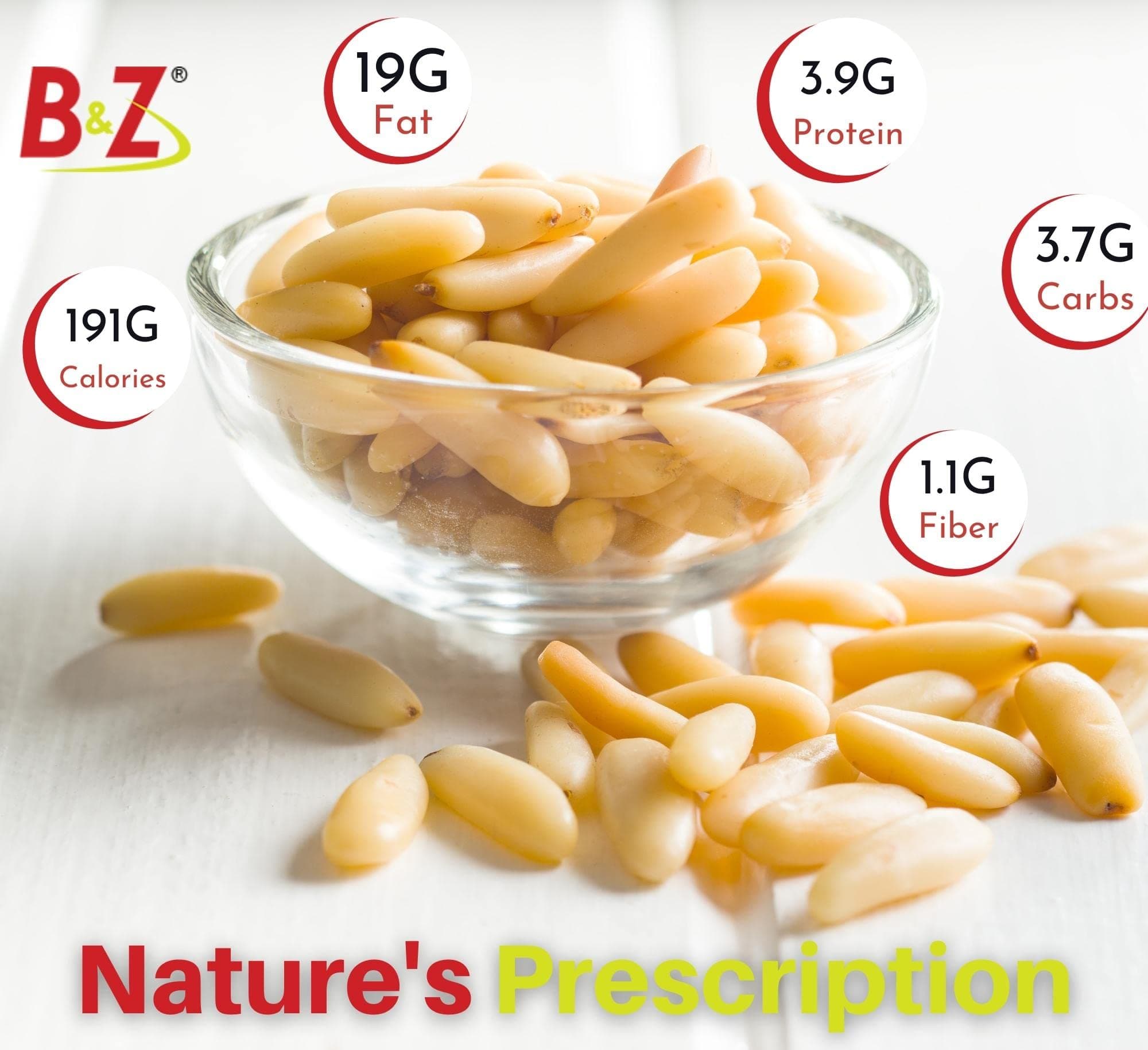 B&Z Pine Nuts (Chilgoza) Premium Quality Organic Pine Nuts Whole Pine from Pakistan, Pine Nuts in Shell, Pine Nuts Organic (Roasted Pine nuts 200 Gram) - Image 2