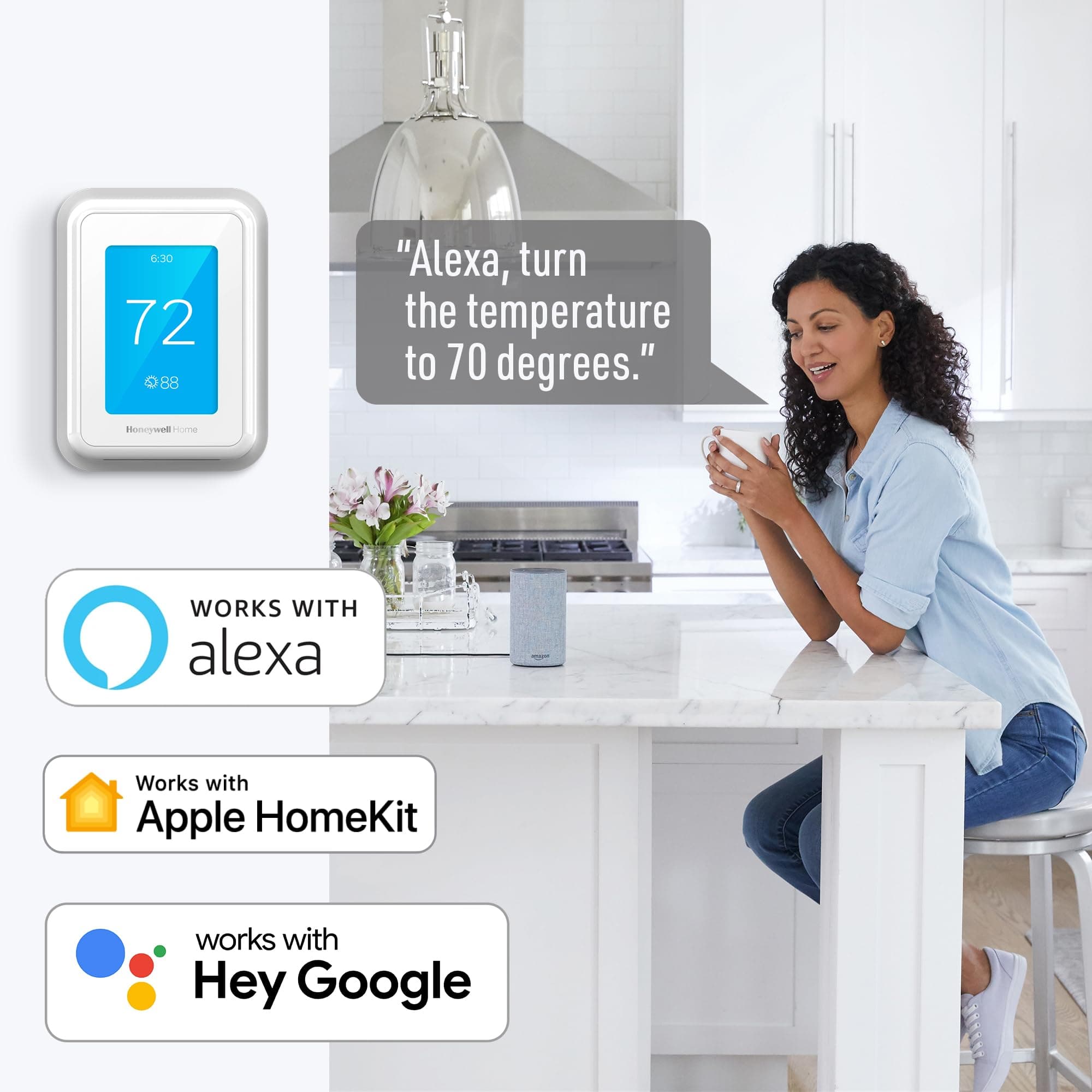 Honeywell Home T9 WIFI Smart Thermostat, Smart Room Sensor Ready, Touchscreen Display, Alexa and Google Assist - Image 3