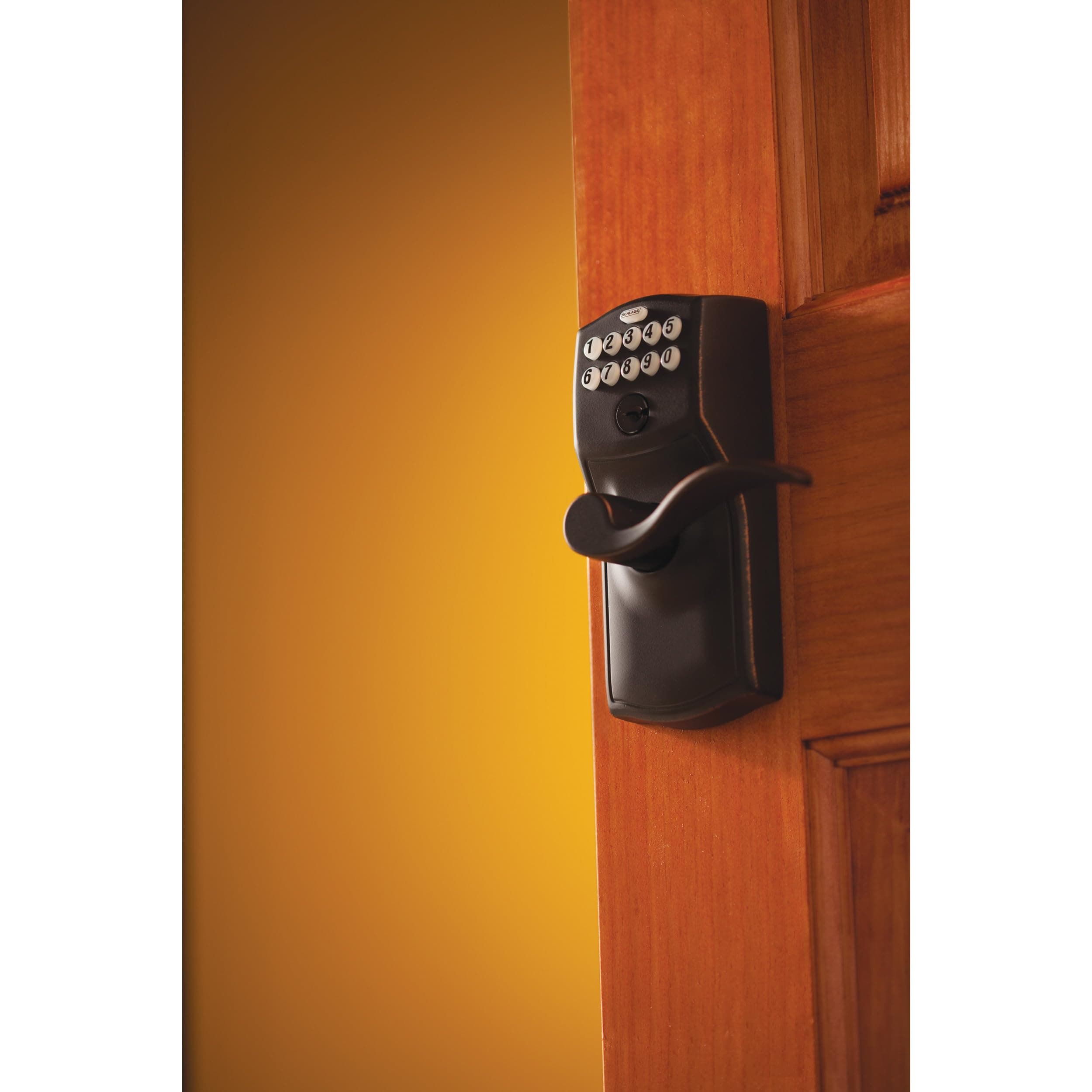 Schlage Camelot Keypad Lock with Lever Handle, Electronic Keyless Door Entry, Flex Lock Auto‑Lock Option, Aged Bronze, FE595 CAM 716 ACC - Image 5