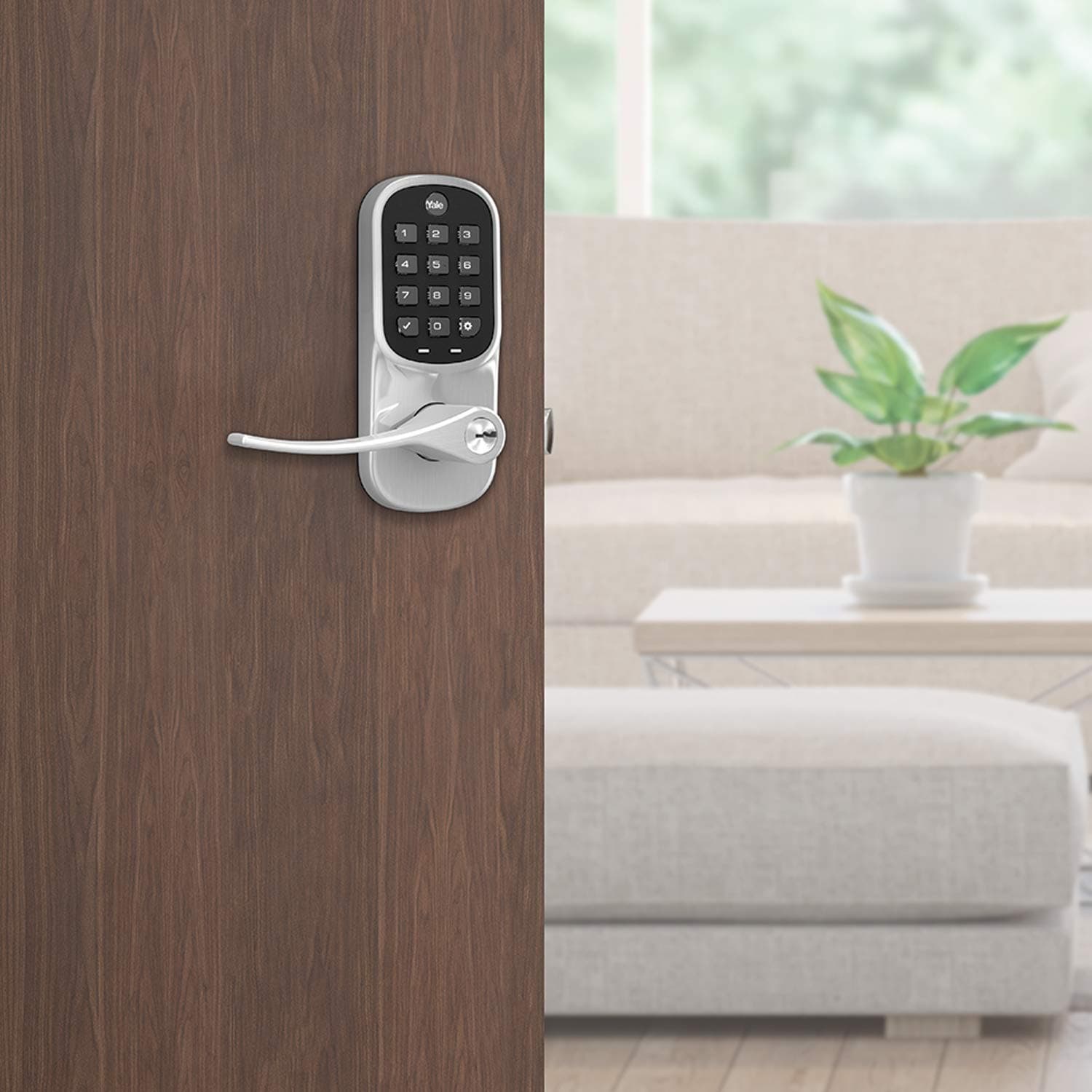 Yale Security Assure Lever - Z-Wave Smart Door Lever for Keyless Access (for Doors with no deadbolt) - Works with Ring Alarm, Samsung SmartThings and More -Satin Nickel - YRL216-ZW2-619 - Image 2