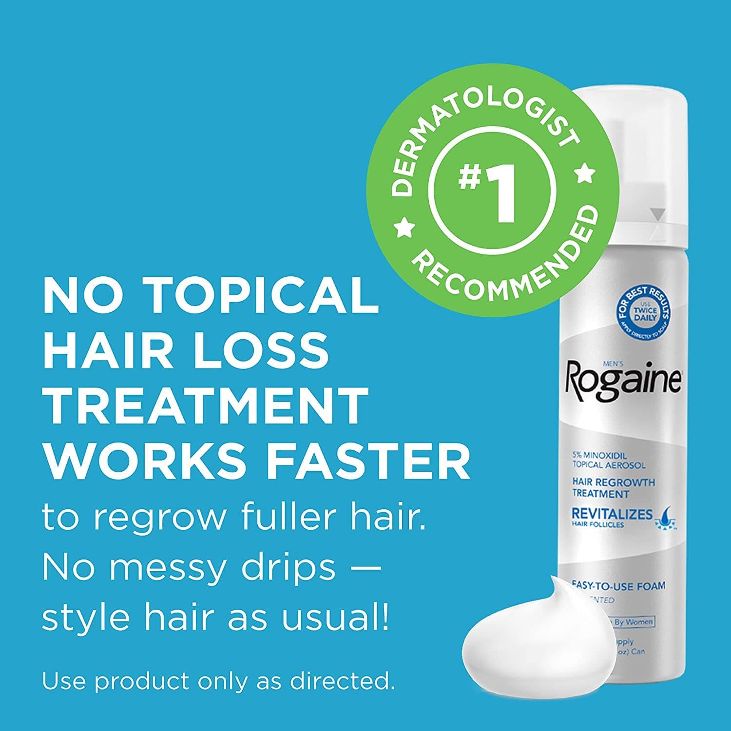 Men's Rogaine 5% Minoxidil Foam for Hair Loss and Hair Regrowth, Topical Treatment for Thinning Hair, 3-Month Supply - Image 4