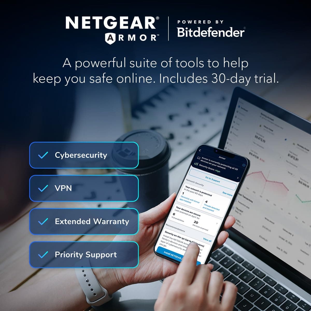 NETGEAR Nighthawk WiFi 6 Router (RAX43) - Security Features, 5-Stream Dual-Band Gigabit Router, AX4200 Wireless Speed (Up to 4.2 Gbps), Covers up to 2,500 sq.ft. and 25 Devices - Image 6
