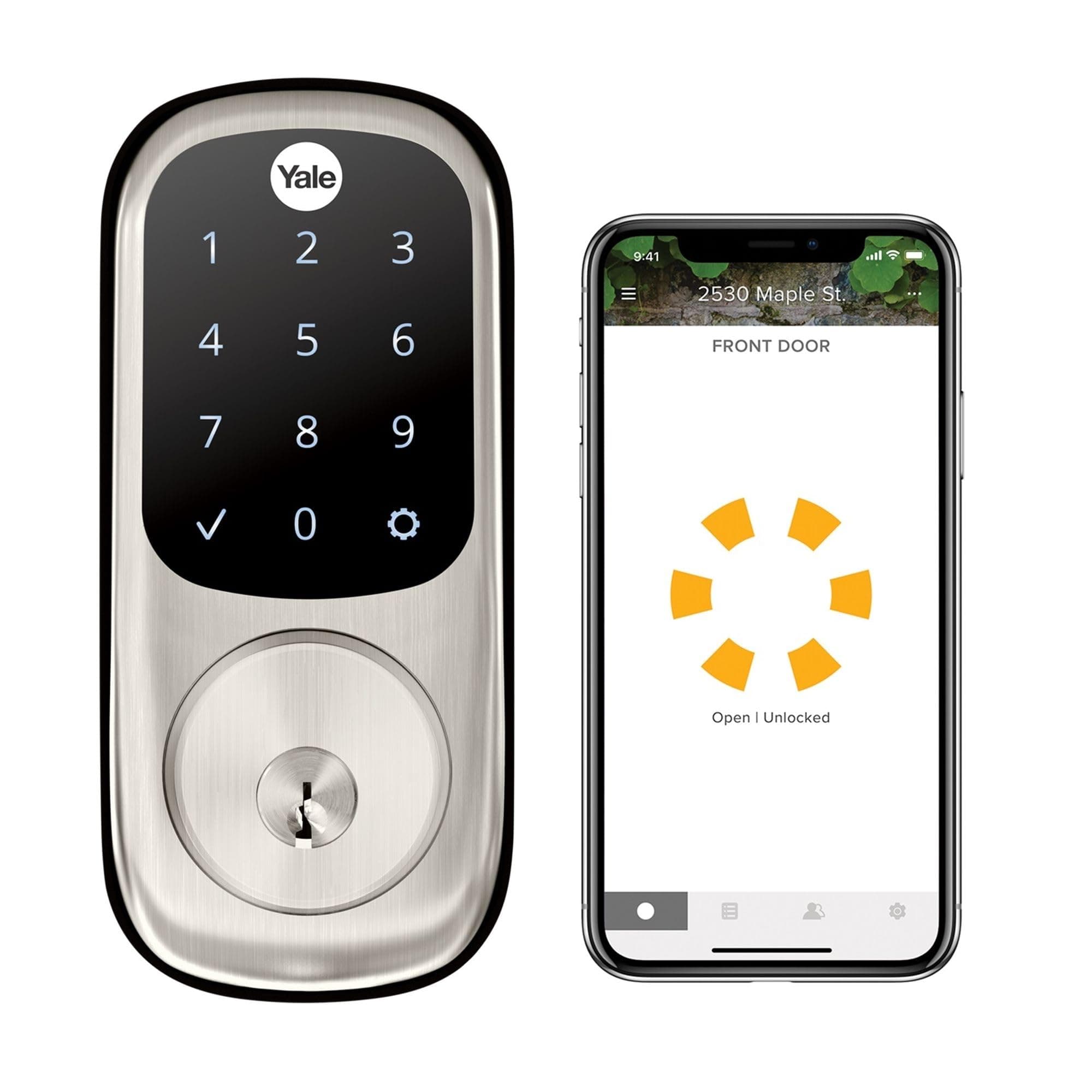 Yale Security Assure Lock Deadbolt, Satin Nickel Wi-Fi Connected Smart Lock with Back-Up Key and Digital Touchscreen Keypad for Code Entry and Remote Access, ‎YRD226-CBA-619