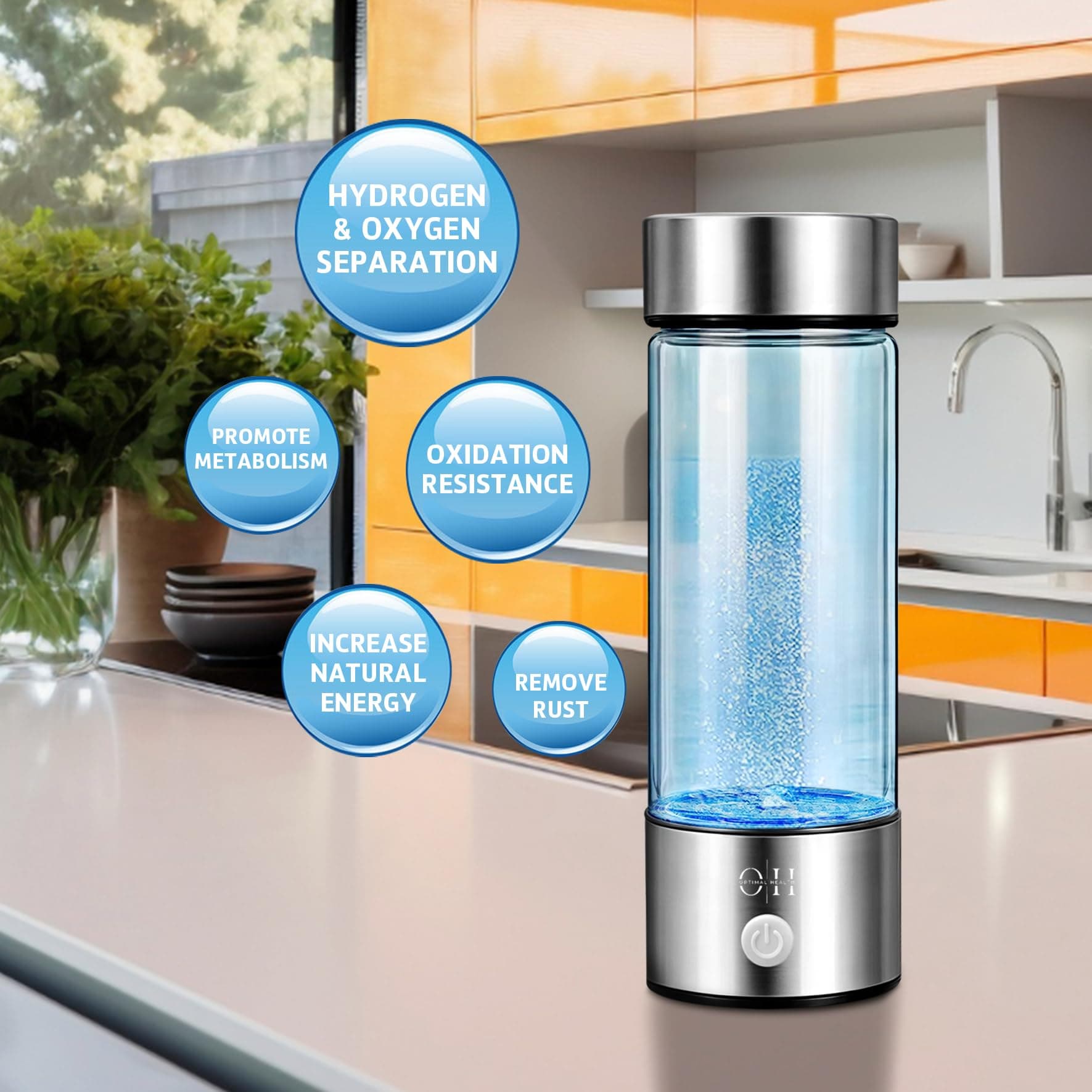 2025 Upgraded Optimal Health Hydrogen Water Bottle | Enhanced Hydration | Boosts Vitality & Performance | SPE PEM Technology | Portable | 420 ML - Image 2