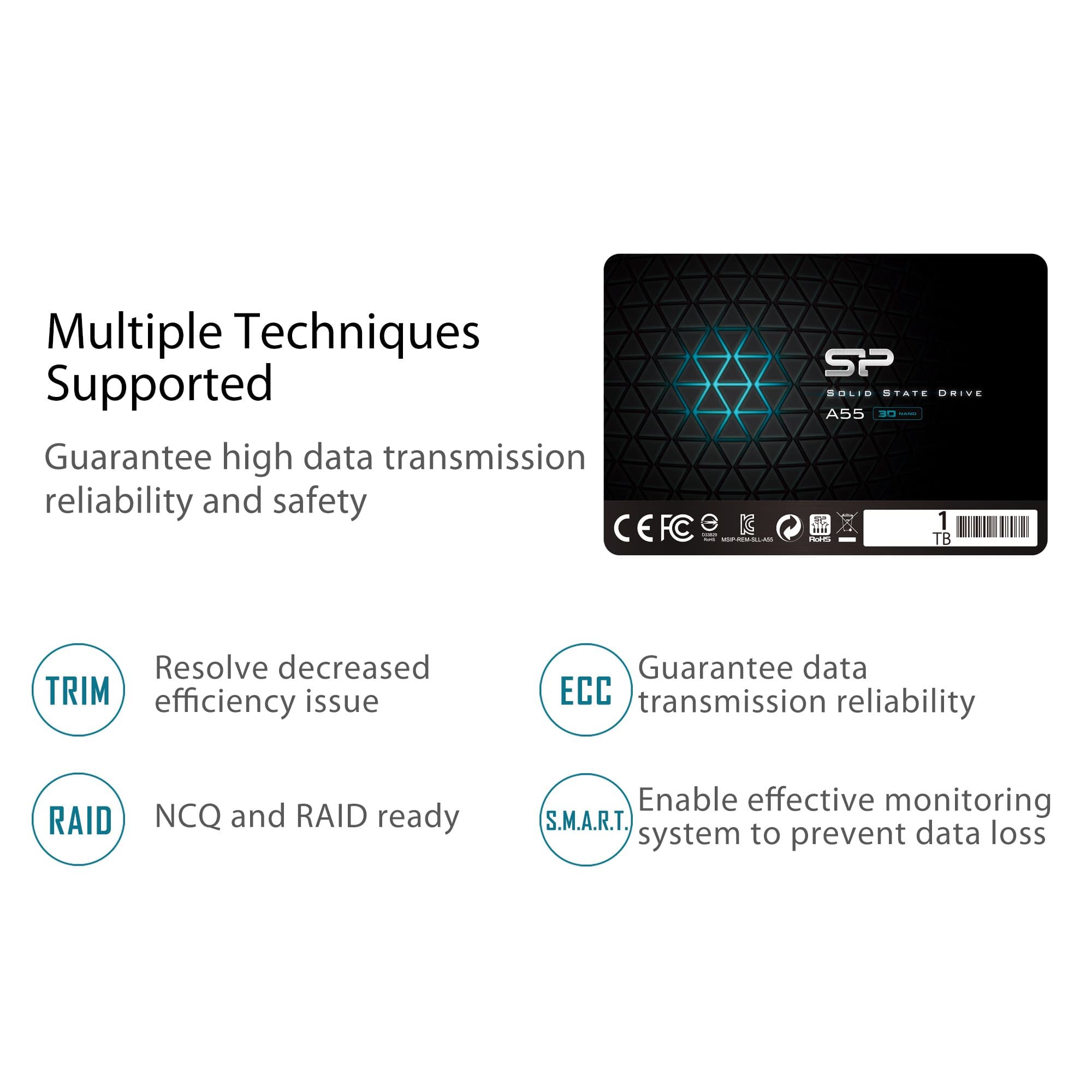 Silicon Power 1TB SSD 3D NAND A55 SLC Cache Performance Boost SATA III 2.5" 7mm (0.28") Internal Solid State Drive (SP001TBSS3A55S25) - Image 7